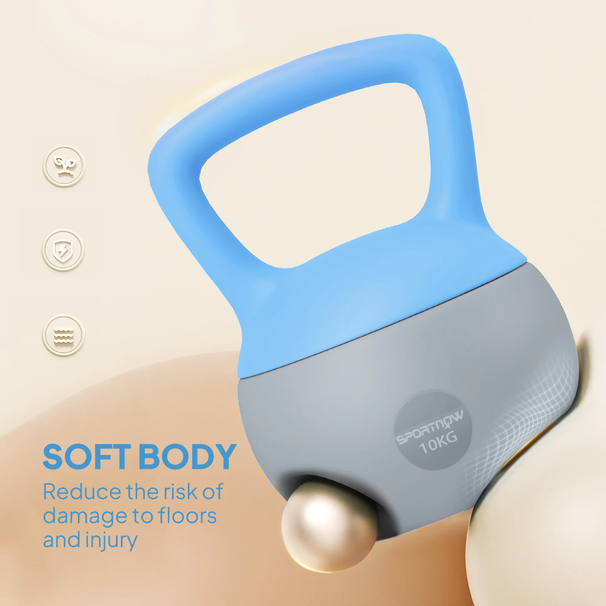 SPORTNOW 10KG Kettlebell With Soft Body And Non-Slip Handle - Image 3