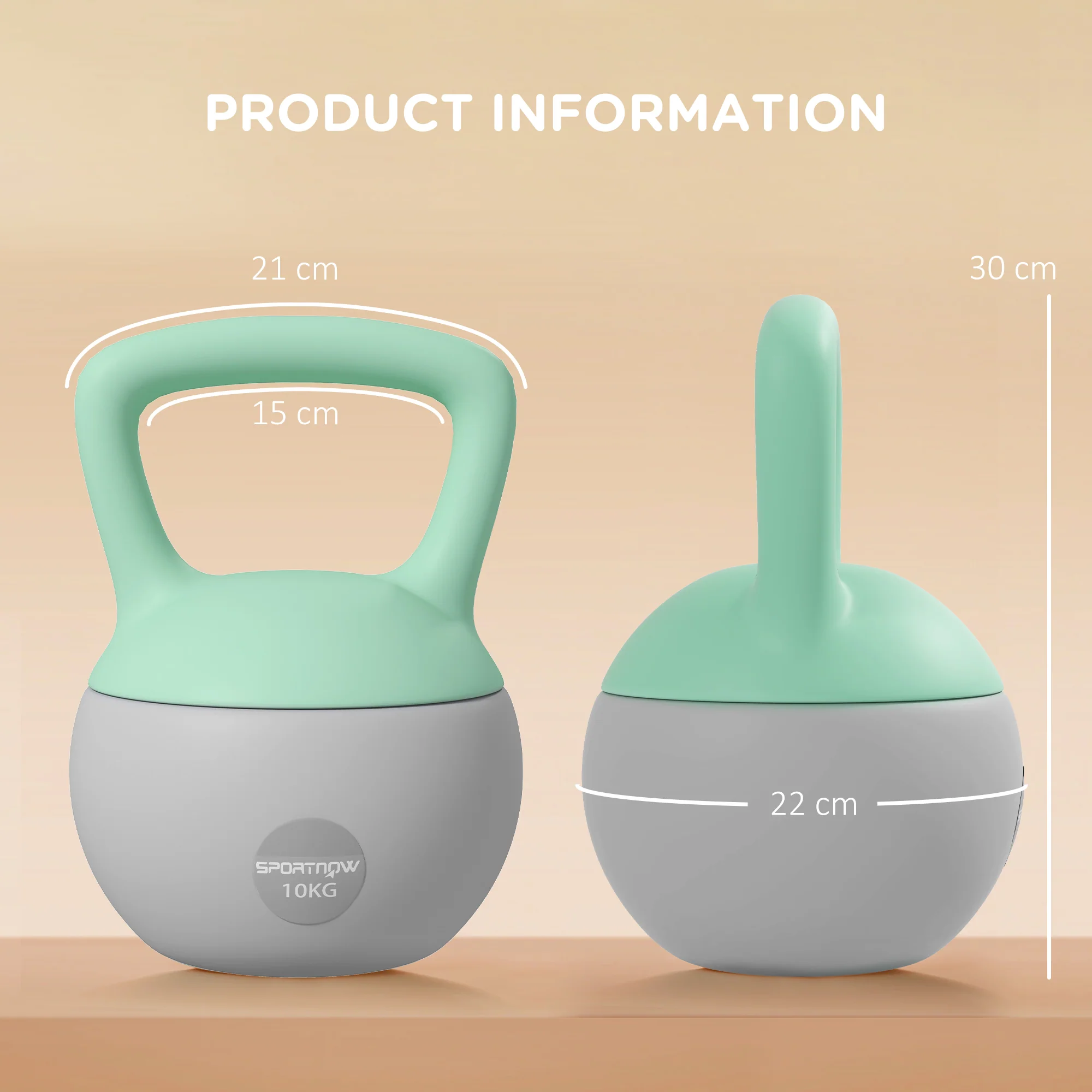 SPORTNOW 10KG Kettlebell With Soft Body And Non-Slip Handle, Grey And Green - Image 5