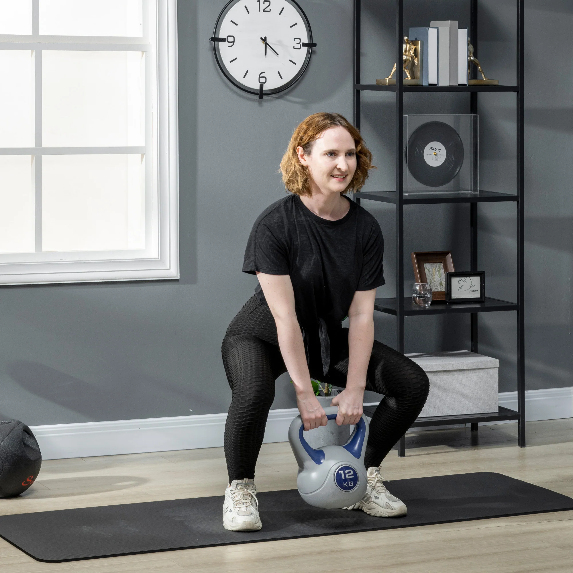 SPORTNOW 12kg Kettle Bell with Handle for Home Gym, Dark Blue and Grey - Image 7