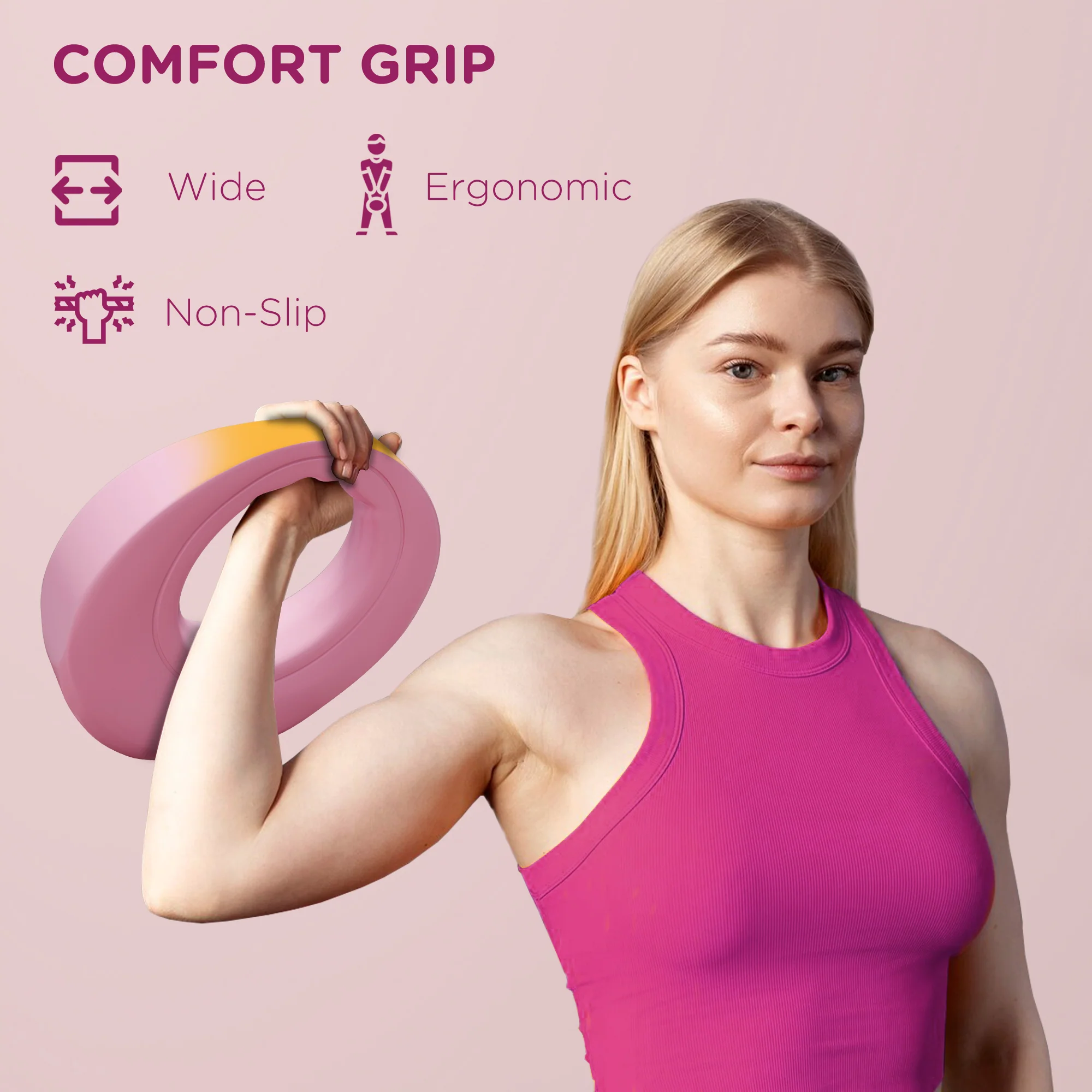 SPORTNOW Kettlebell For Weight Lifting/Strength Training - Grey 6kg/Green 8kg/Blue 10kg/Pink 12kg - Image 16