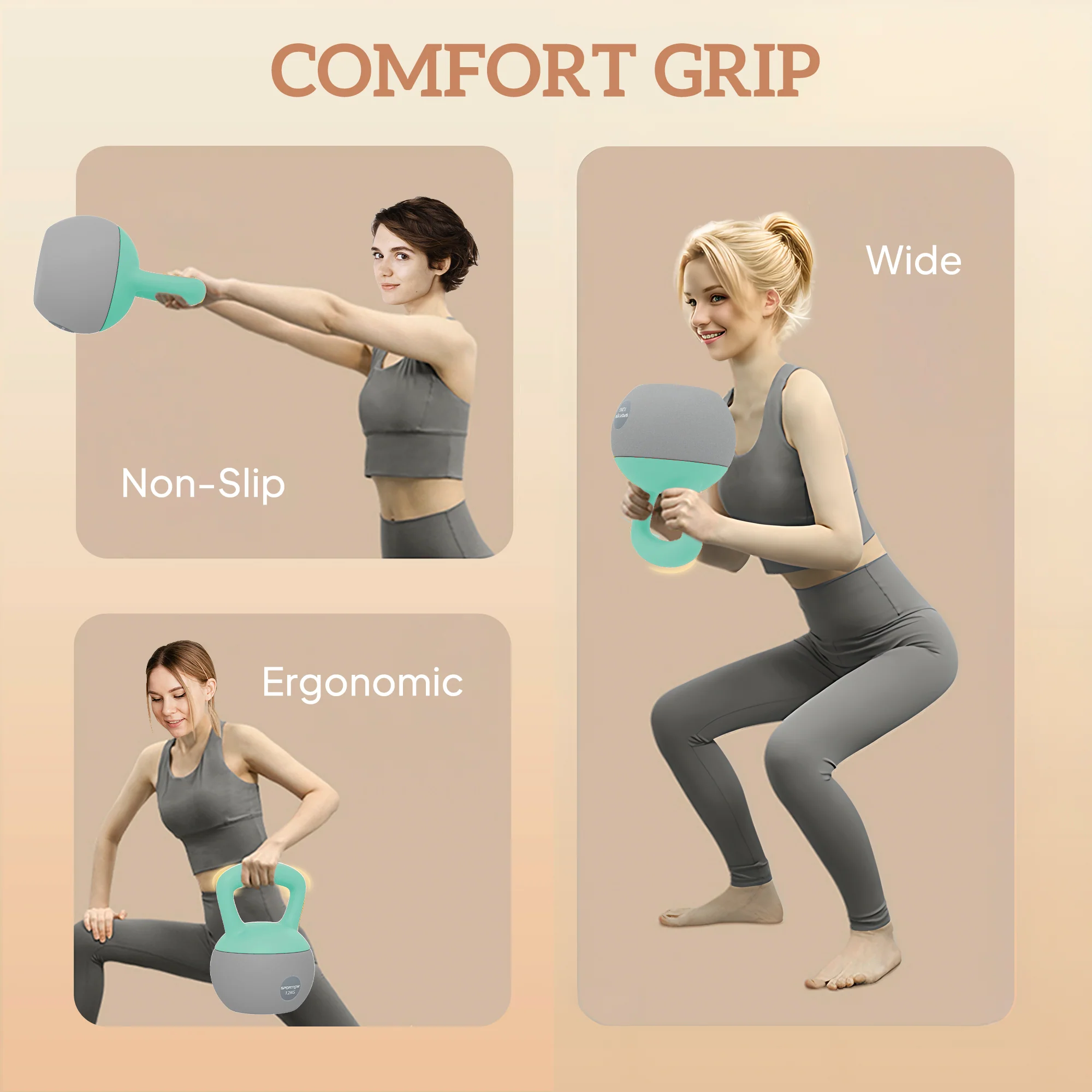SPORTNOW 12KG Kettlebell With Soft Body And Non-Slip Handle - Image 4
