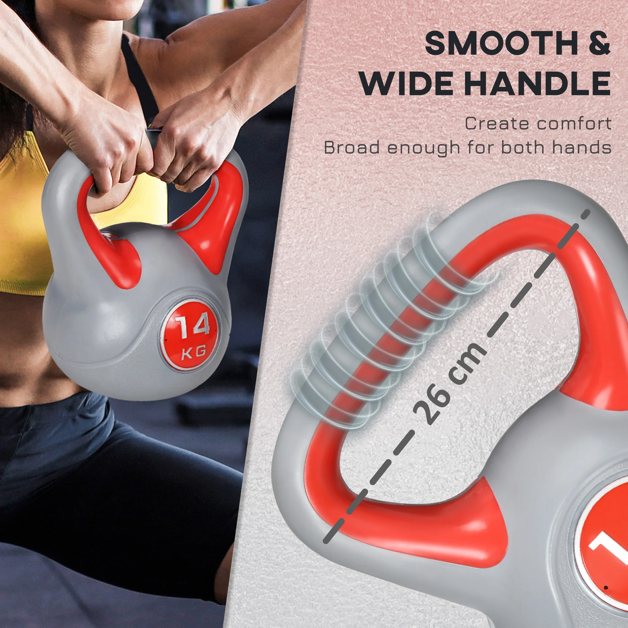 SPORTNOW 14kg Kettle Bell with Handle for Home Gym, Red and Grey - Image 3
