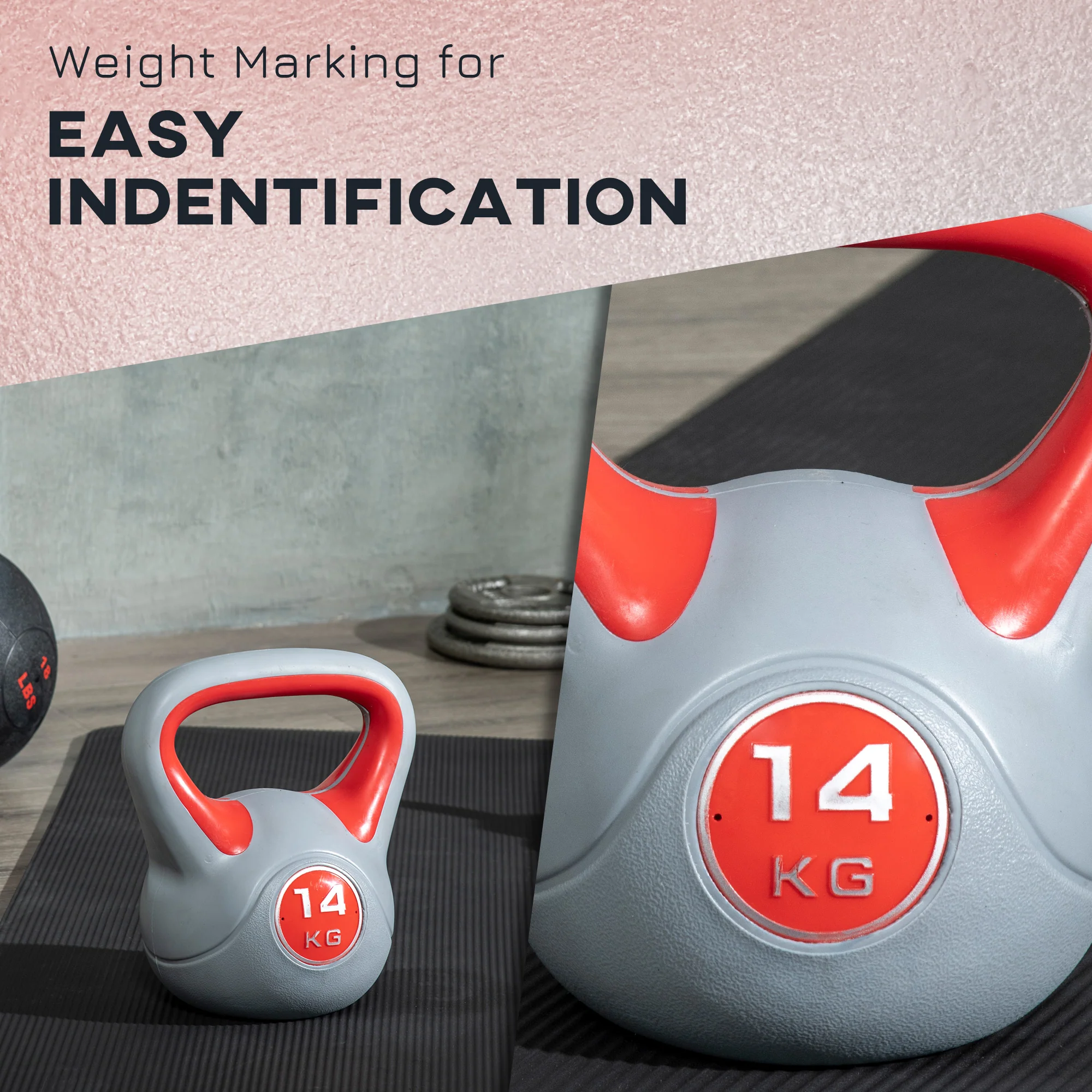 SPORTNOW 14kg Kettle Bell with Handle for Home Gym, Red and Grey - Image 4