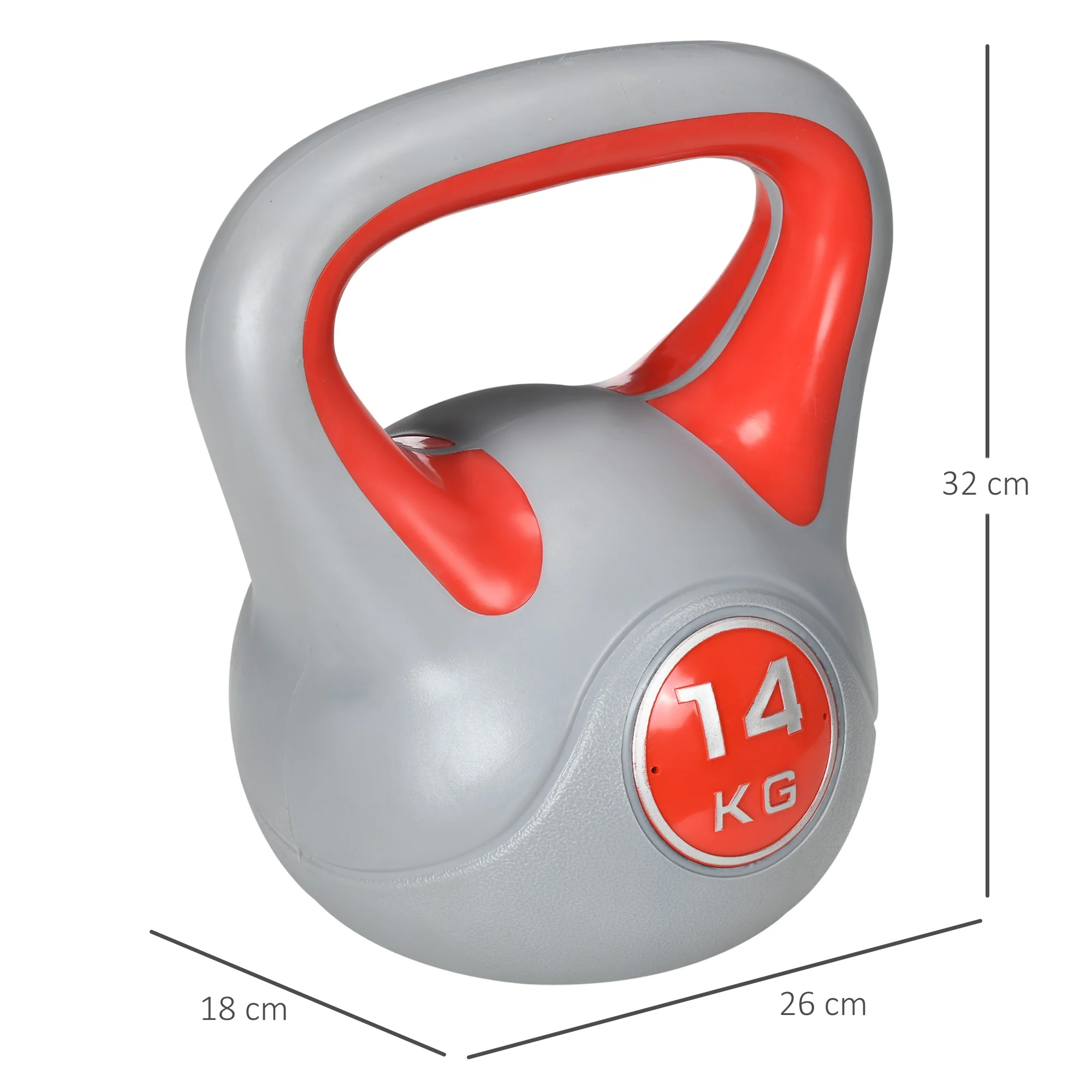 SPORTNOW 14kg Kettle Bell with Handle for Home Gym, Red and Grey - Image 5