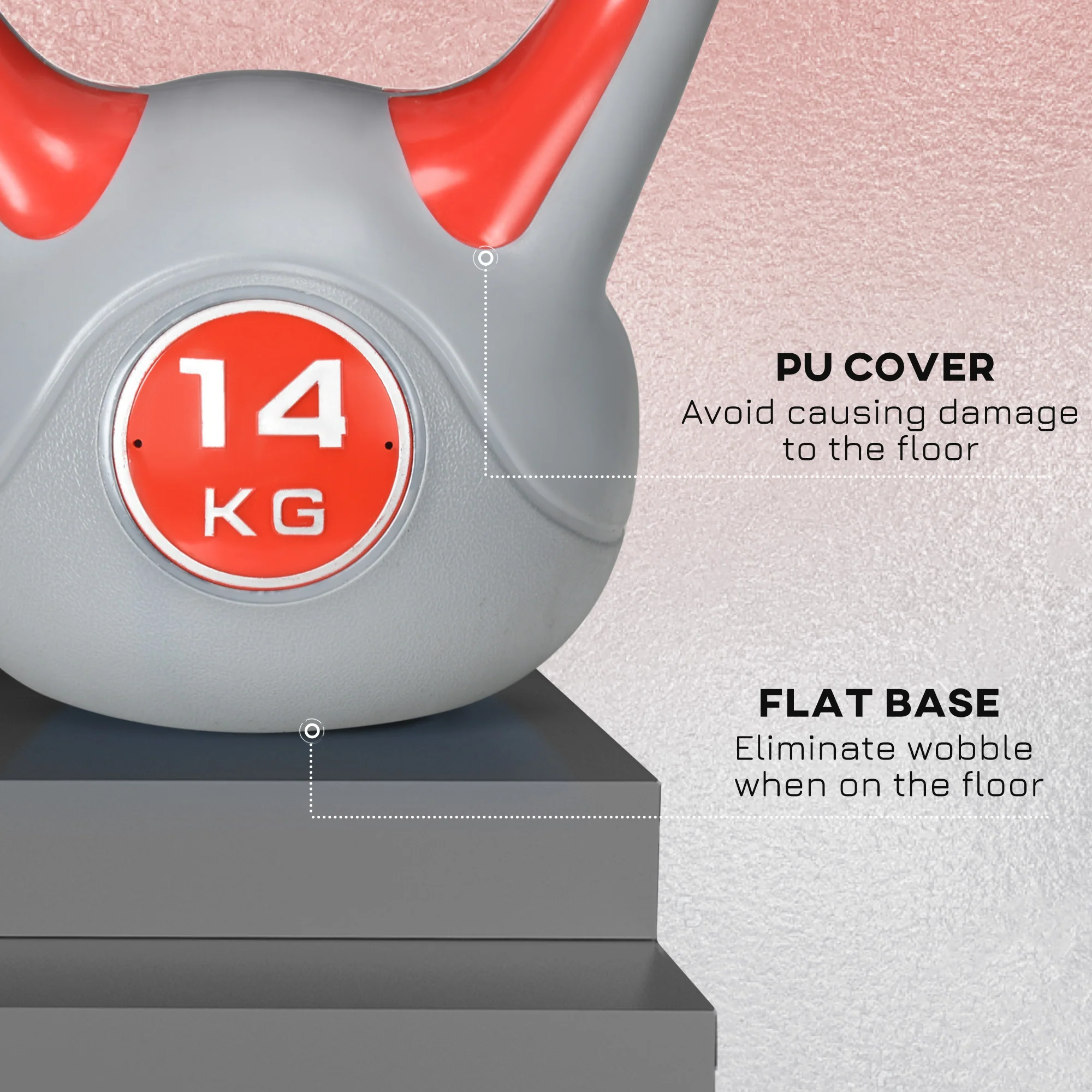 SPORTNOW 14kg Kettle Bell with Handle for Home Gym, Red and Grey - Image 6