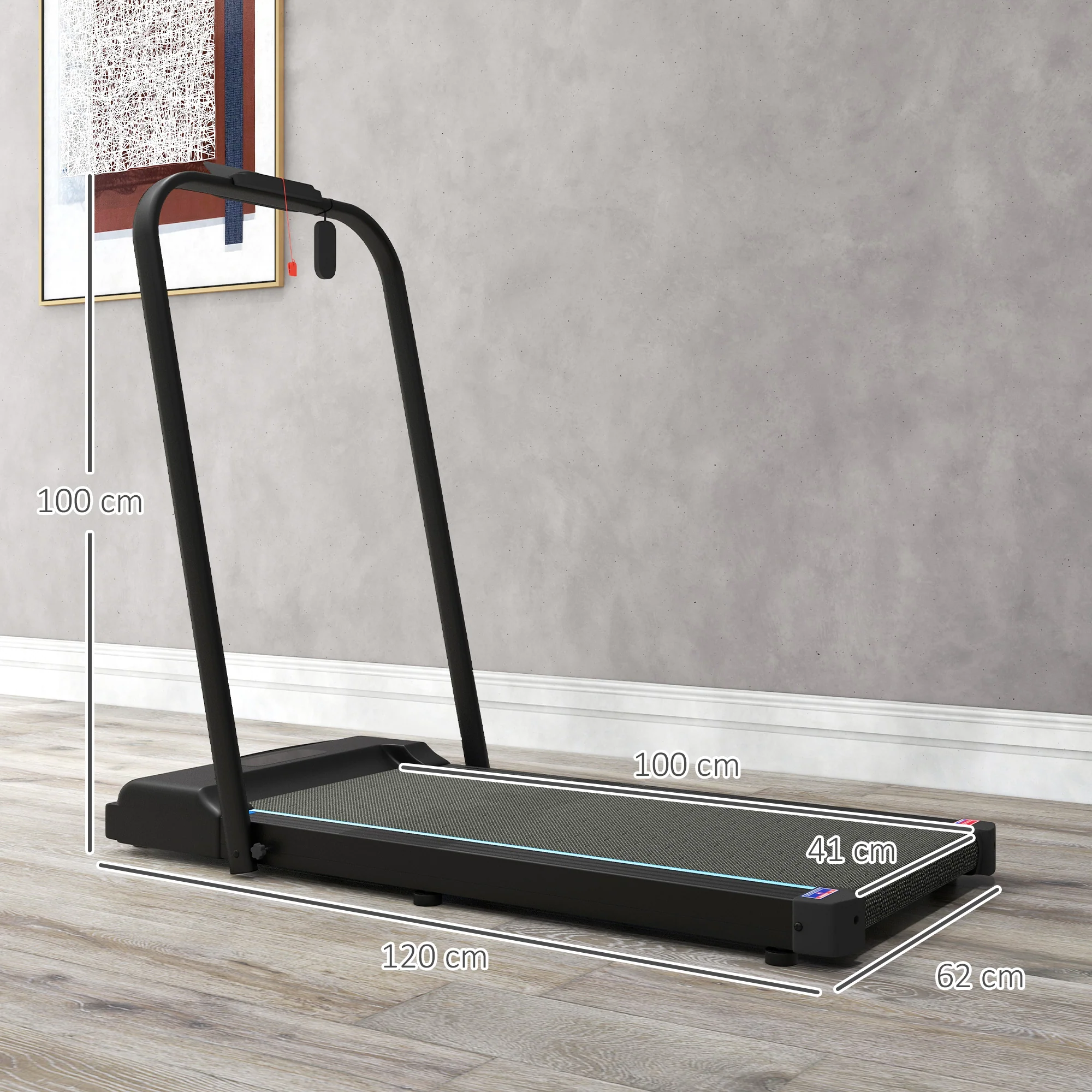 SPORTNOW 2.5HP Folding Treadmill Walking Pad W/ LED Display, No Assembly - Blue/Orange - Image 14