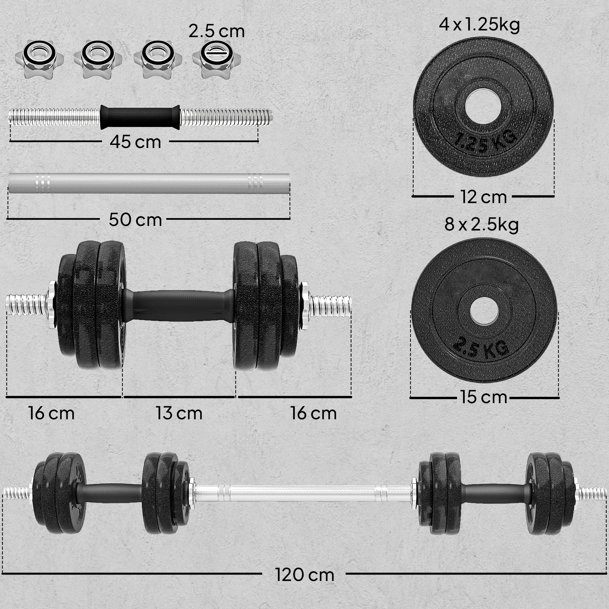 SPORTNOW 2-in-1 Adjustable Dumbbells Set, Weights Dumbbells Set - Image 14