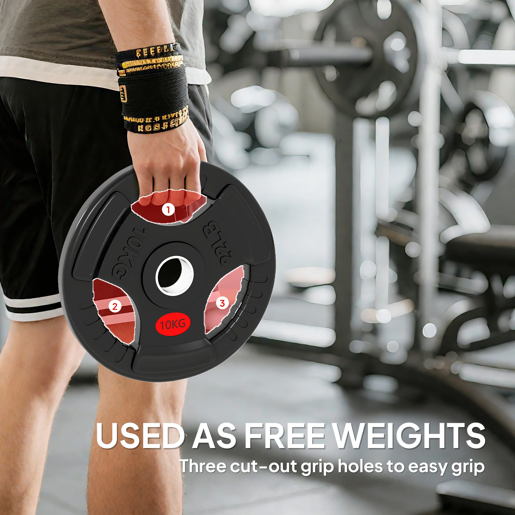SPORTNOW 2 x Olympic Weight Plates, Weight Plate Discs with Tri-Grips - Image 21