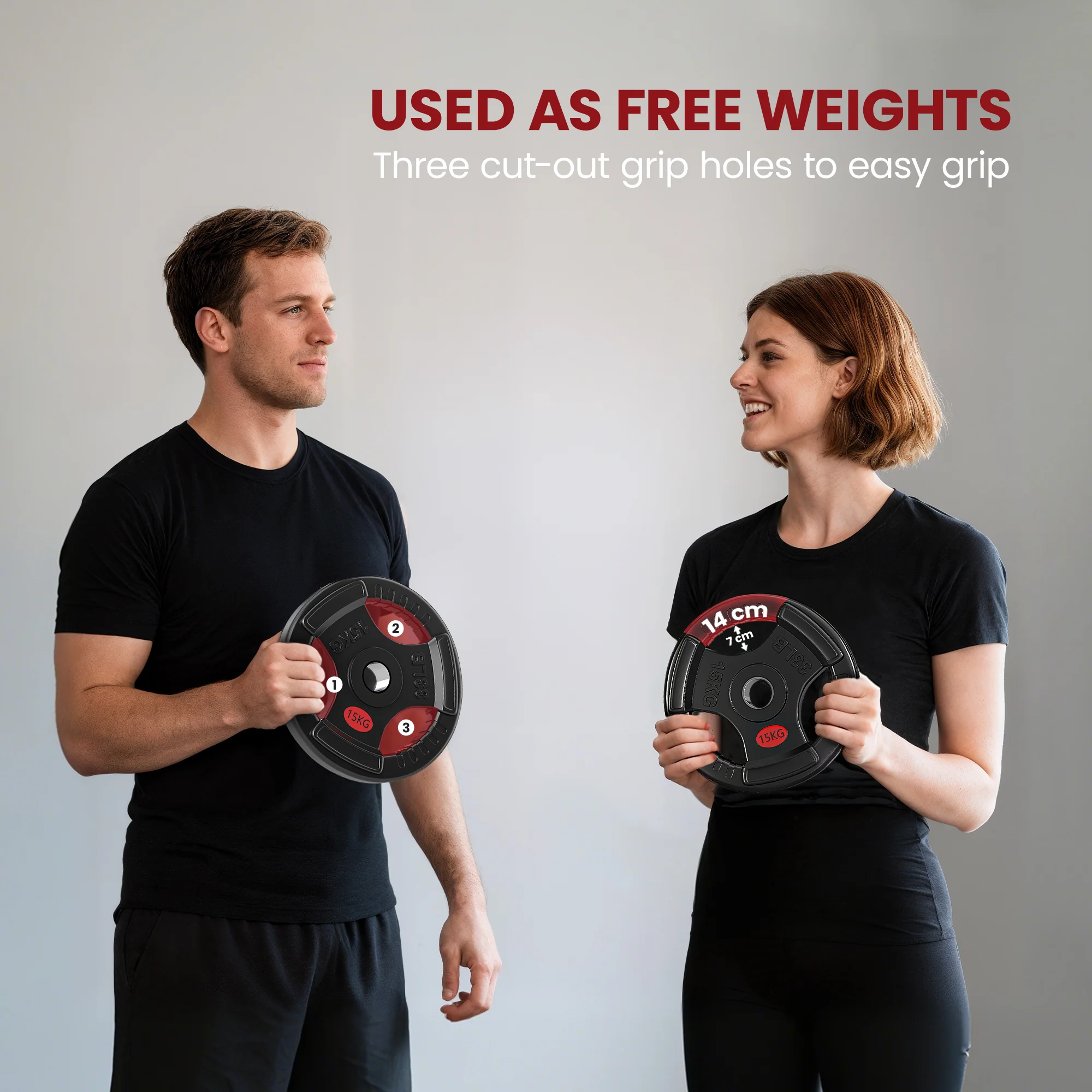SPORTNOW 2 x Olympic Weight Plates, Weight Plate Discs with Tri-Grips - Image 30