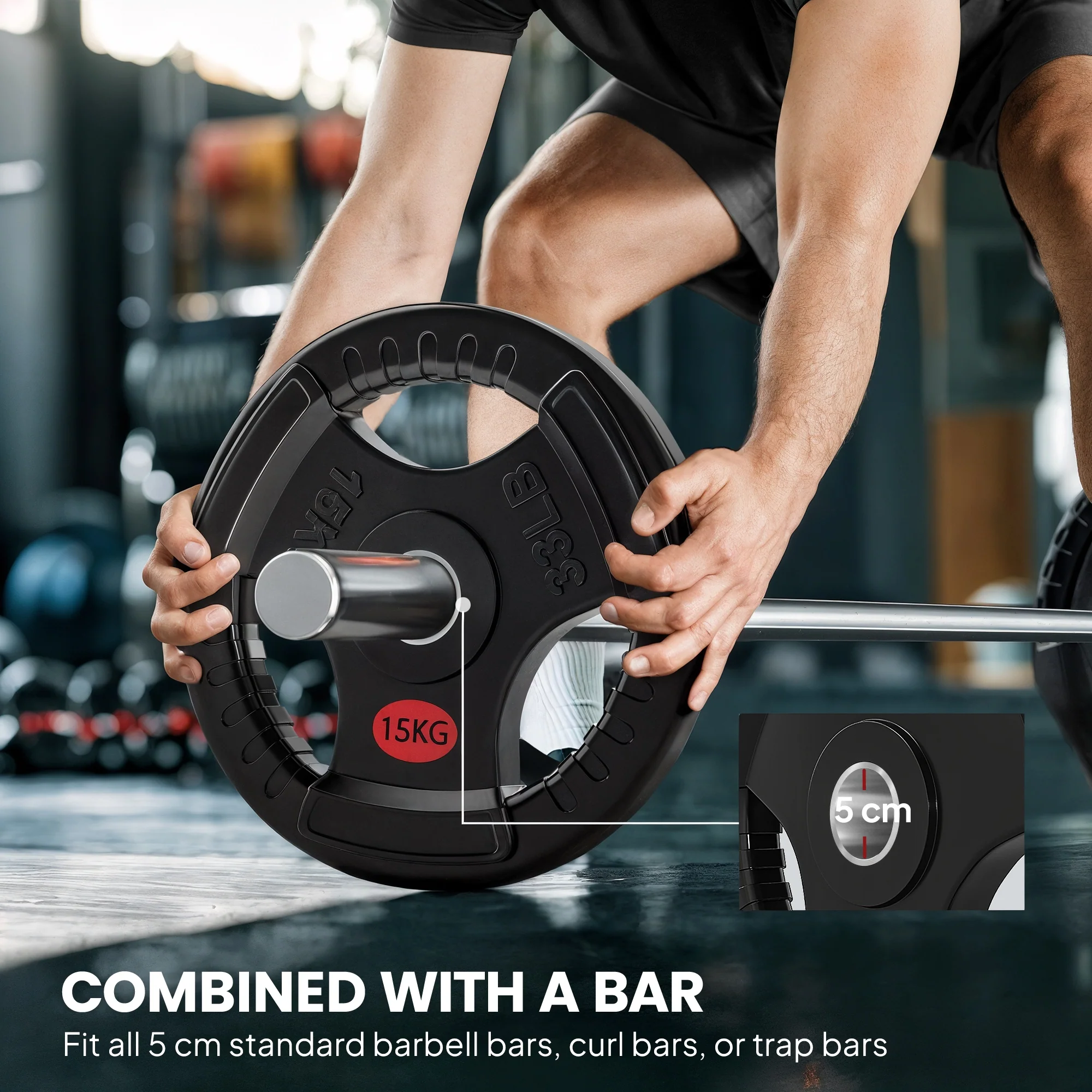 SPORTNOW 2 x Olympic Weight Plates, Weight Plate Discs with Tri-Grips - Image 31