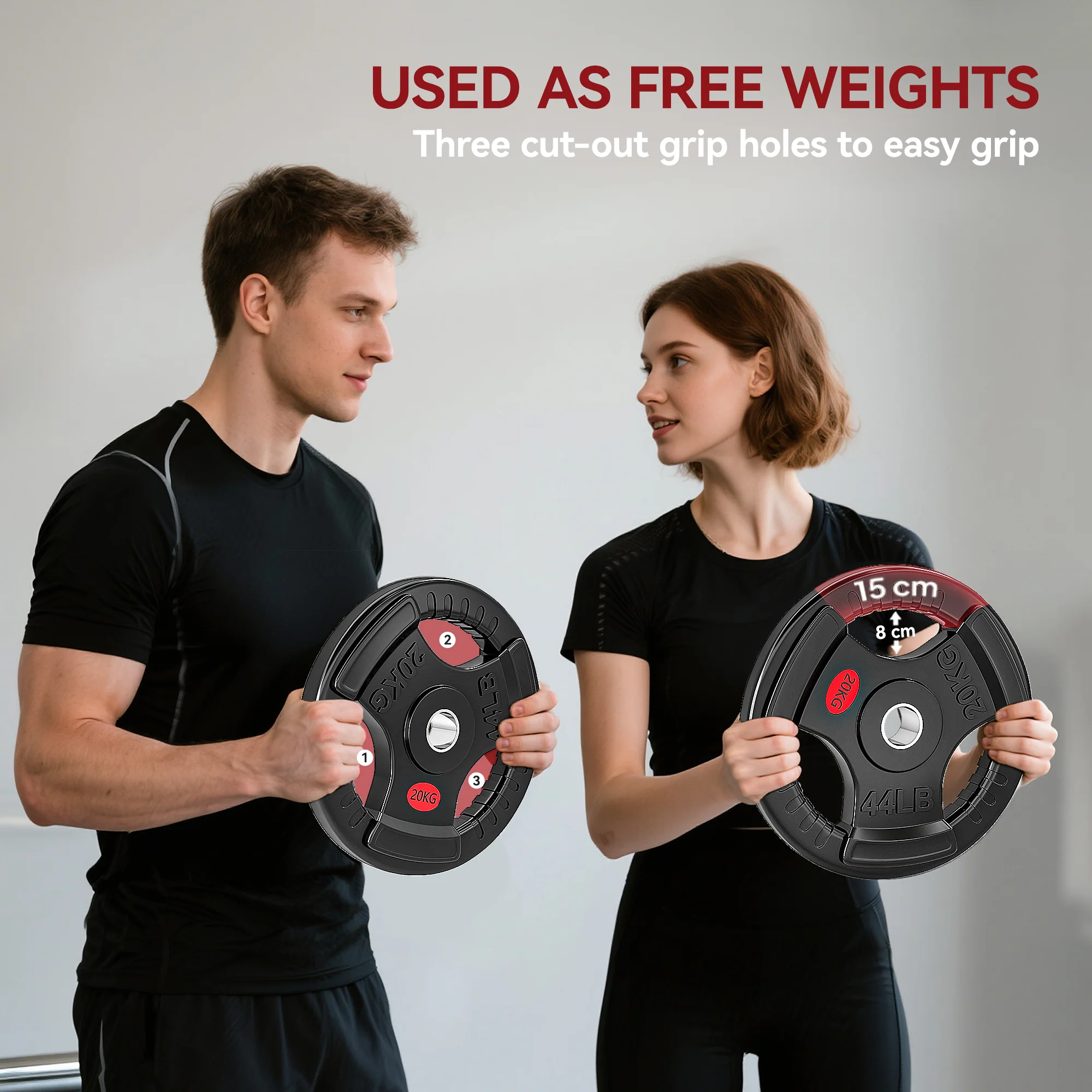SPORTNOW 2 x Olympic Weight Plates, Weight Plate Discs with Tri-Grips - Image 39
