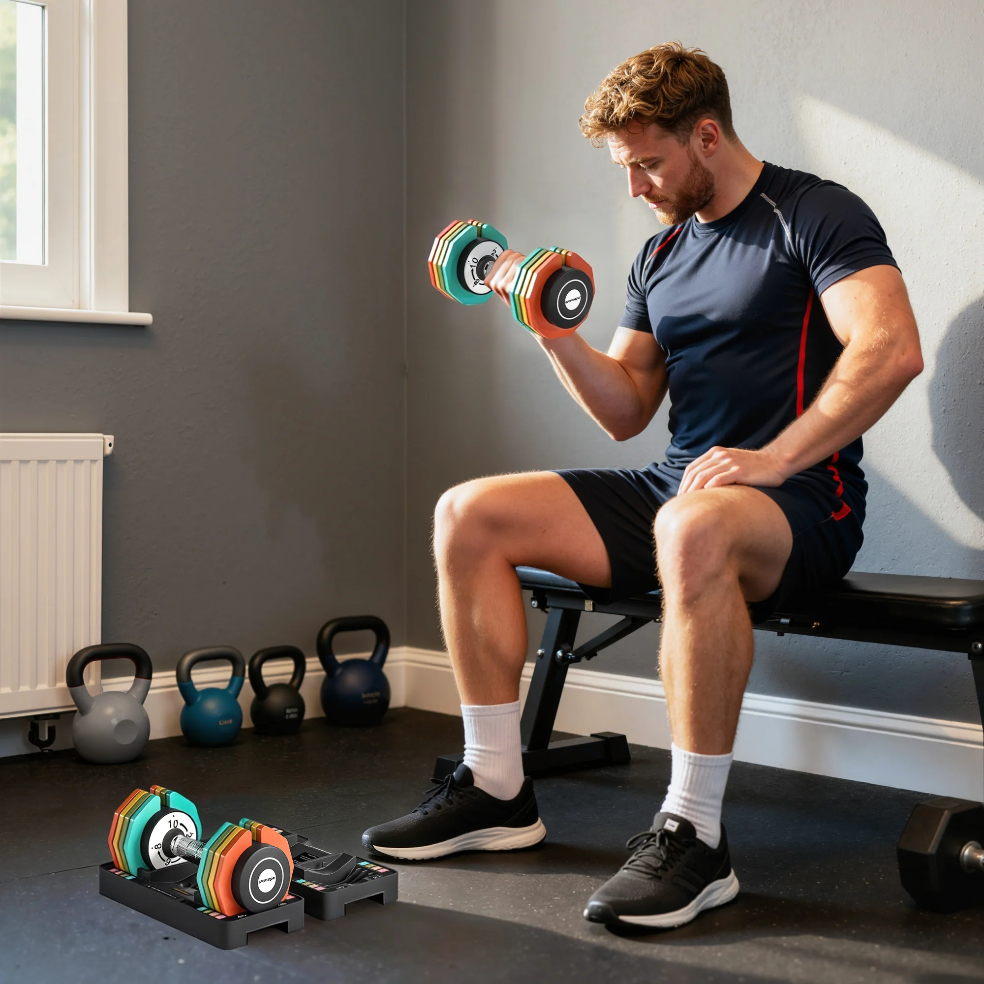 SPORTNOW 20 Kg Adjustable Dumbbells Set With Safety Locking Mechanism - Image 2