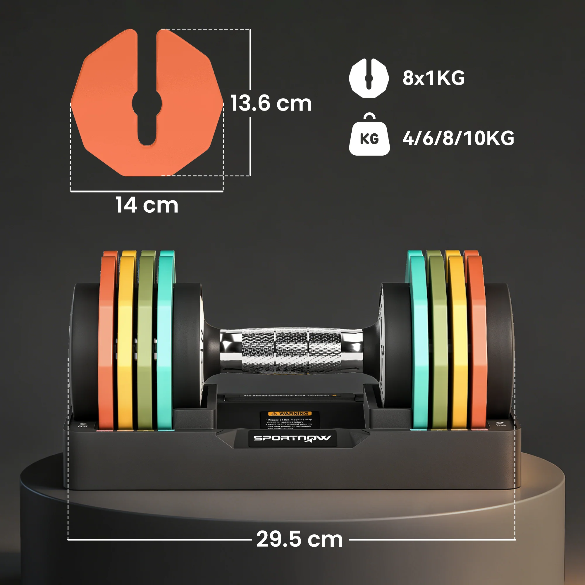 SPORTNOW 20 Kg Adjustable Dumbbells Set With Safety Locking Mechanism - Image 5