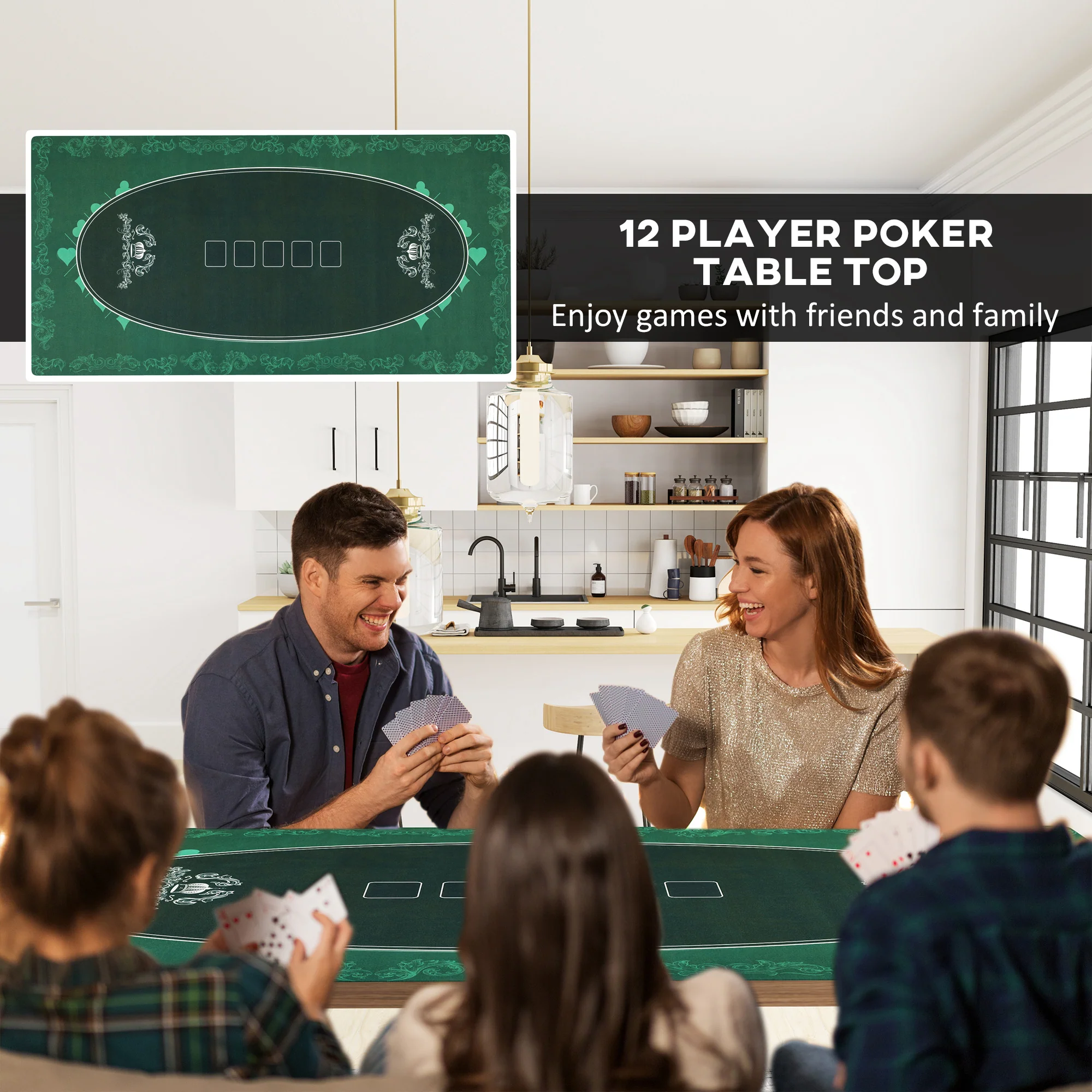 SPORTNOW 239.3 X 115.5 Cm Poker Mat 12 Player Water-Resistant, Green - Image 3