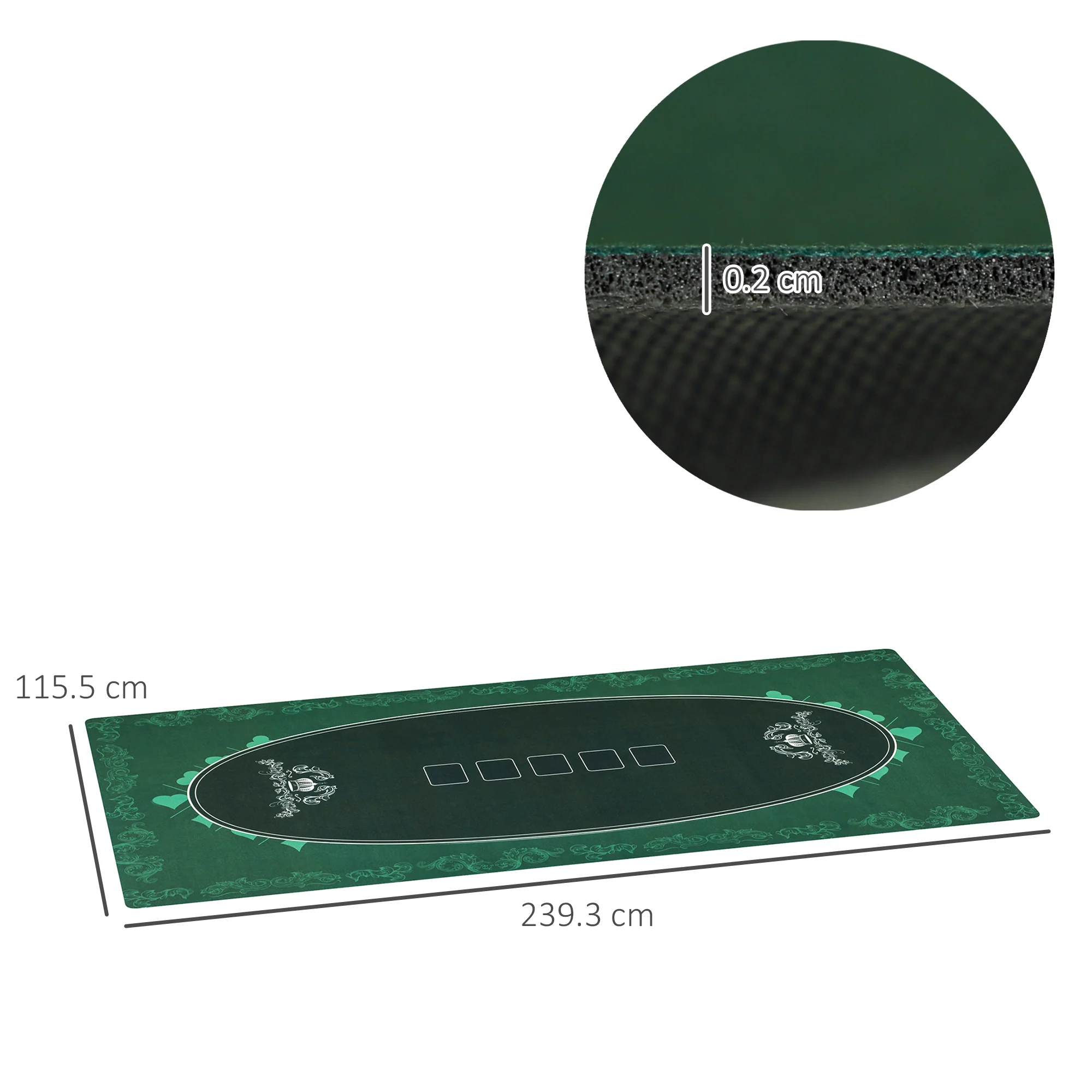 SPORTNOW 239.3 X 115.5 Cm Poker Mat 12 Player Water-Resistant, Green - Image 5