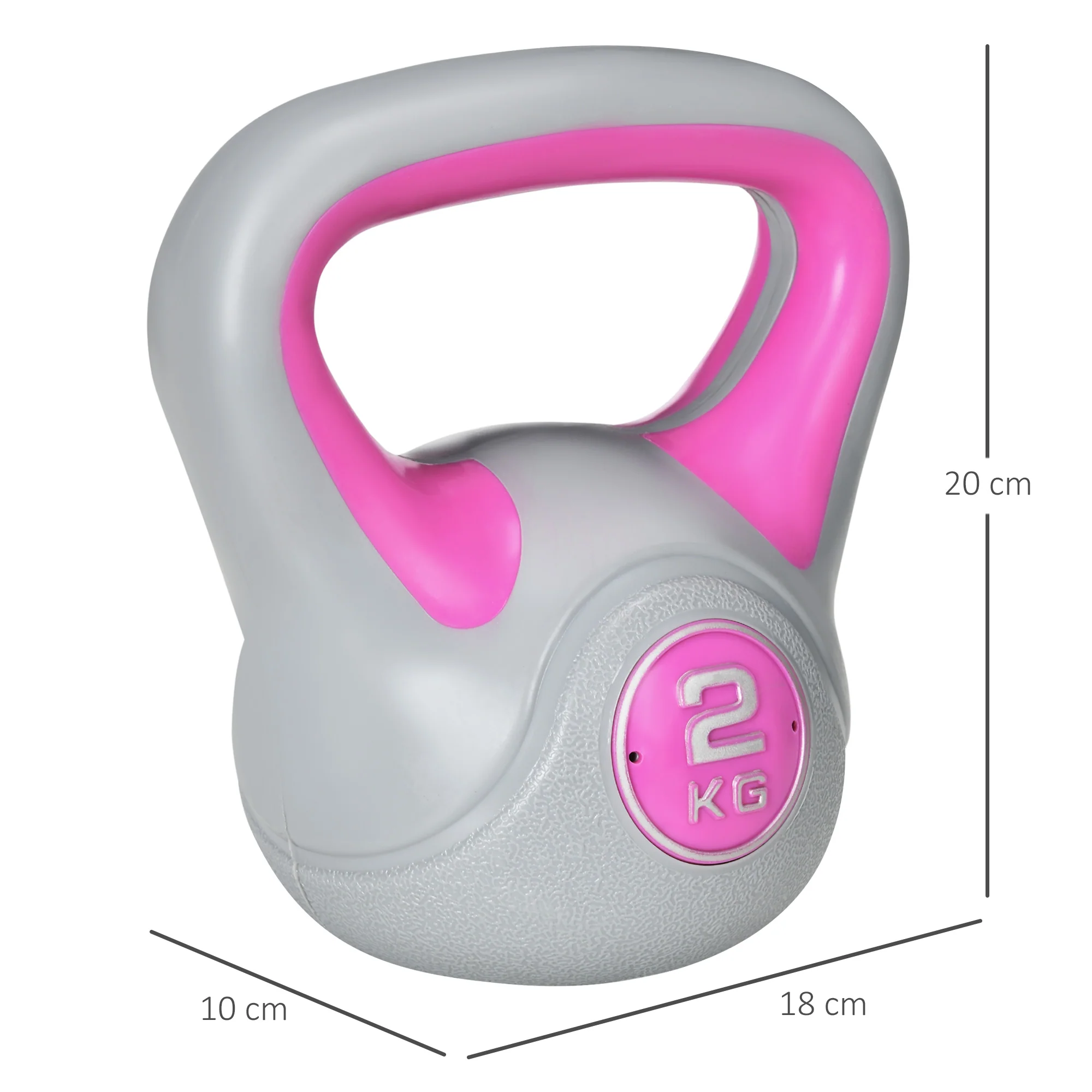 SPORTNOW 2kg Kettle Bell with Handle for Home Gym, Pink and Grey - Image 5