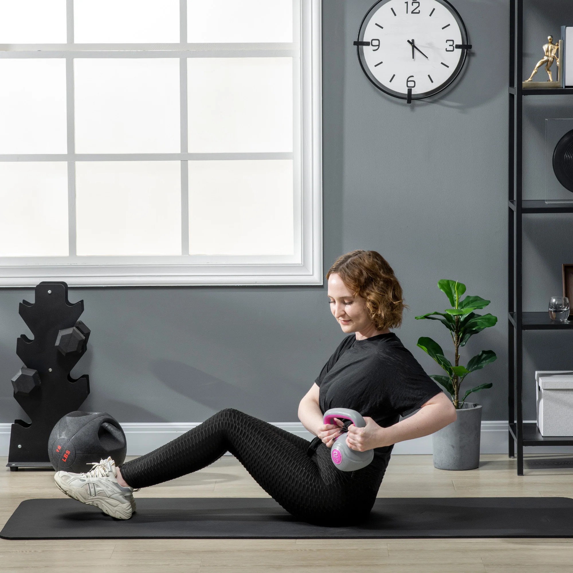 SPORTNOW 2kg Kettle Bell with Handle for Home Gym, Pink and Grey - Image 7