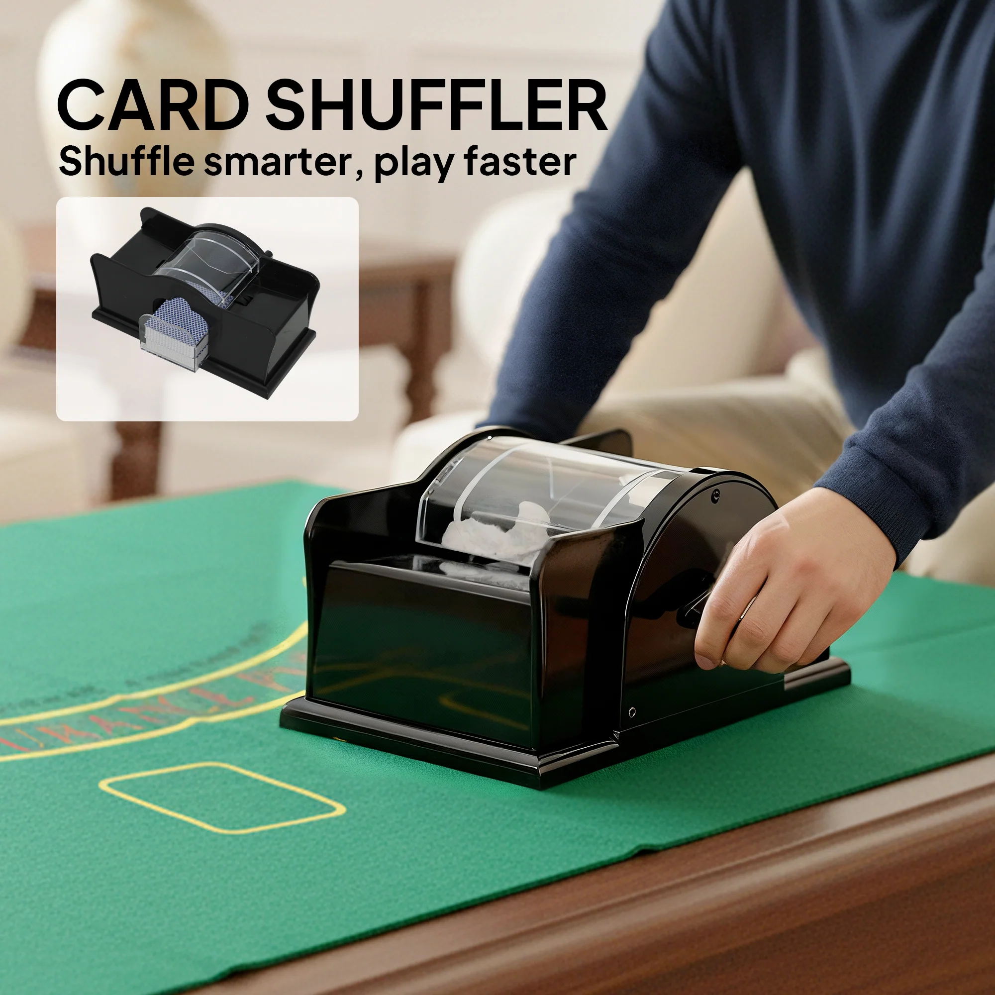 SPORTNOW 300-Piece Texas Holdem Poker Chips Set with Card Shuffler and Shoe - Image 4