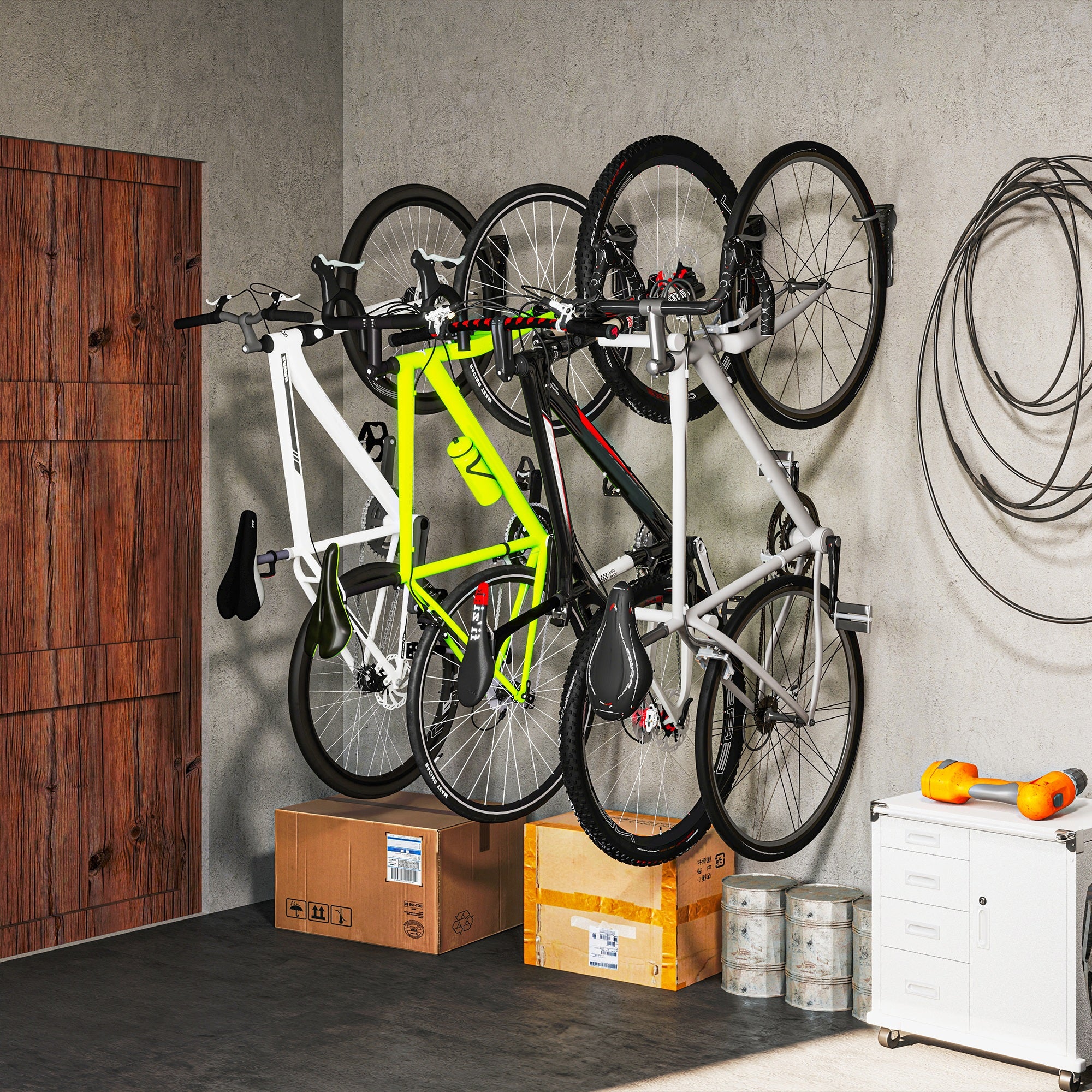SPORTNOW 4 Pack Bike Rack, Wall Mounted Bike Hooks for Garage - Image 8