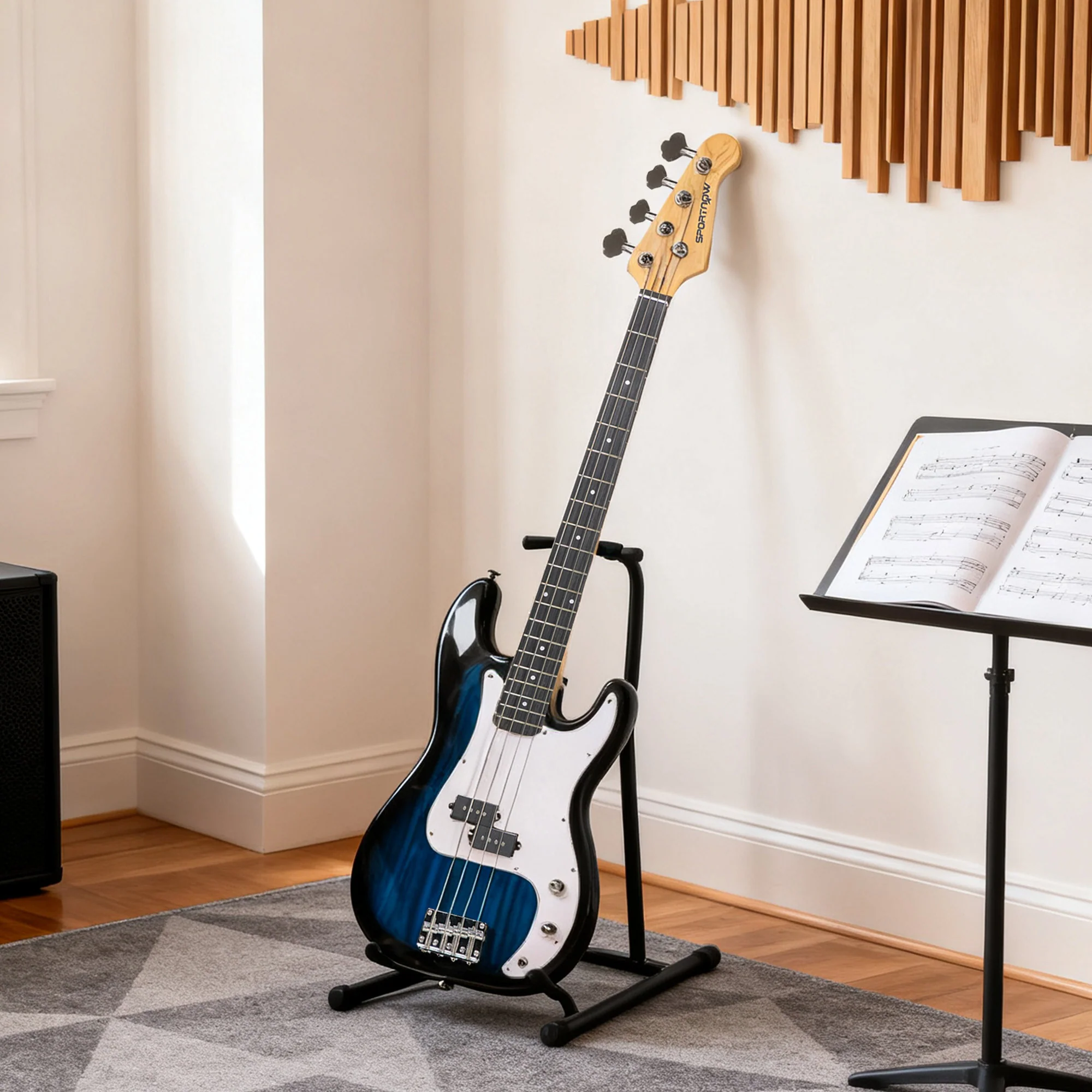 SPORTNOW 4 String Full Size Electric Bass Guitar For Beginner With Amp, Blue - Image 7