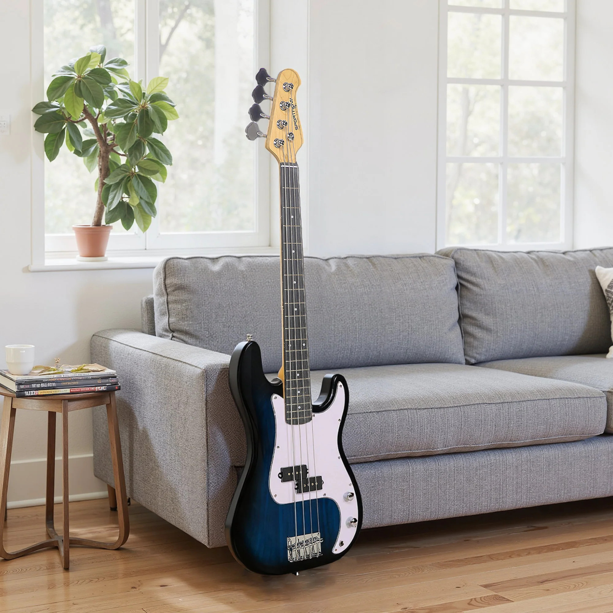 SPORTNOW 4 String Full Size Electric Bass Guitar For Beginner With Amp, Blue - Image 8