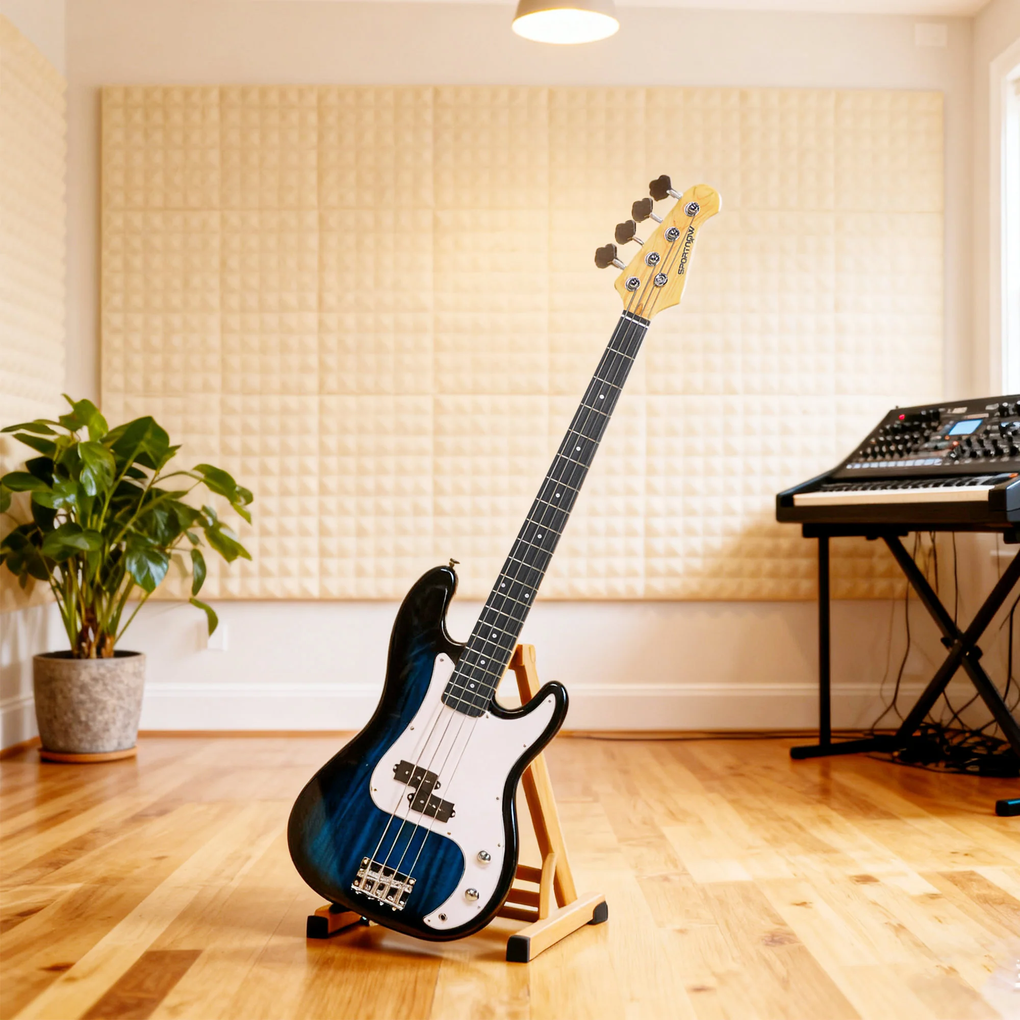 SPORTNOW 4 String Full Size Electric Bass Guitar For Beginner With Amp, Blue - Image 9