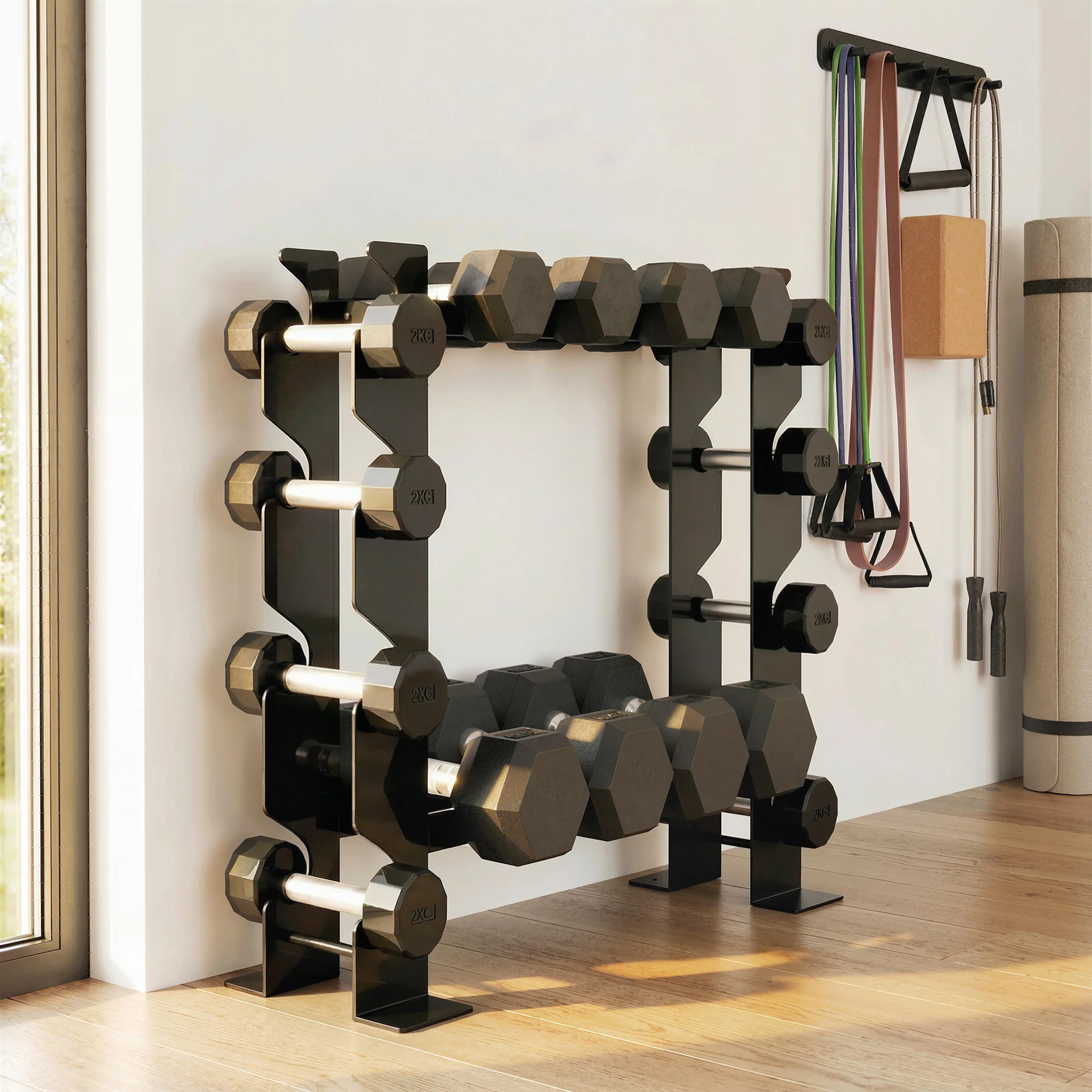 SPORTNOW 4-Tier Dumbbell Rack, Heavy-Duty Weight Rack For Dumbbells, Black - Image 2