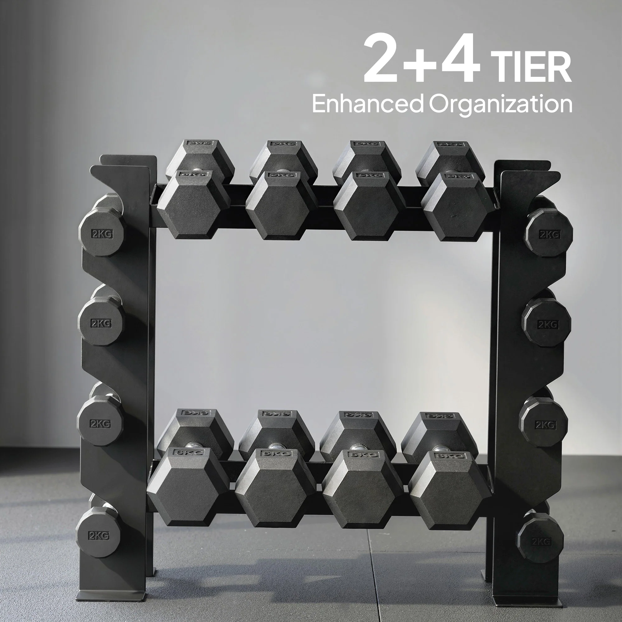 SPORTNOW 4-Tier Dumbbell Rack, Heavy-Duty Weight Rack For Dumbbells, Black - Image 4