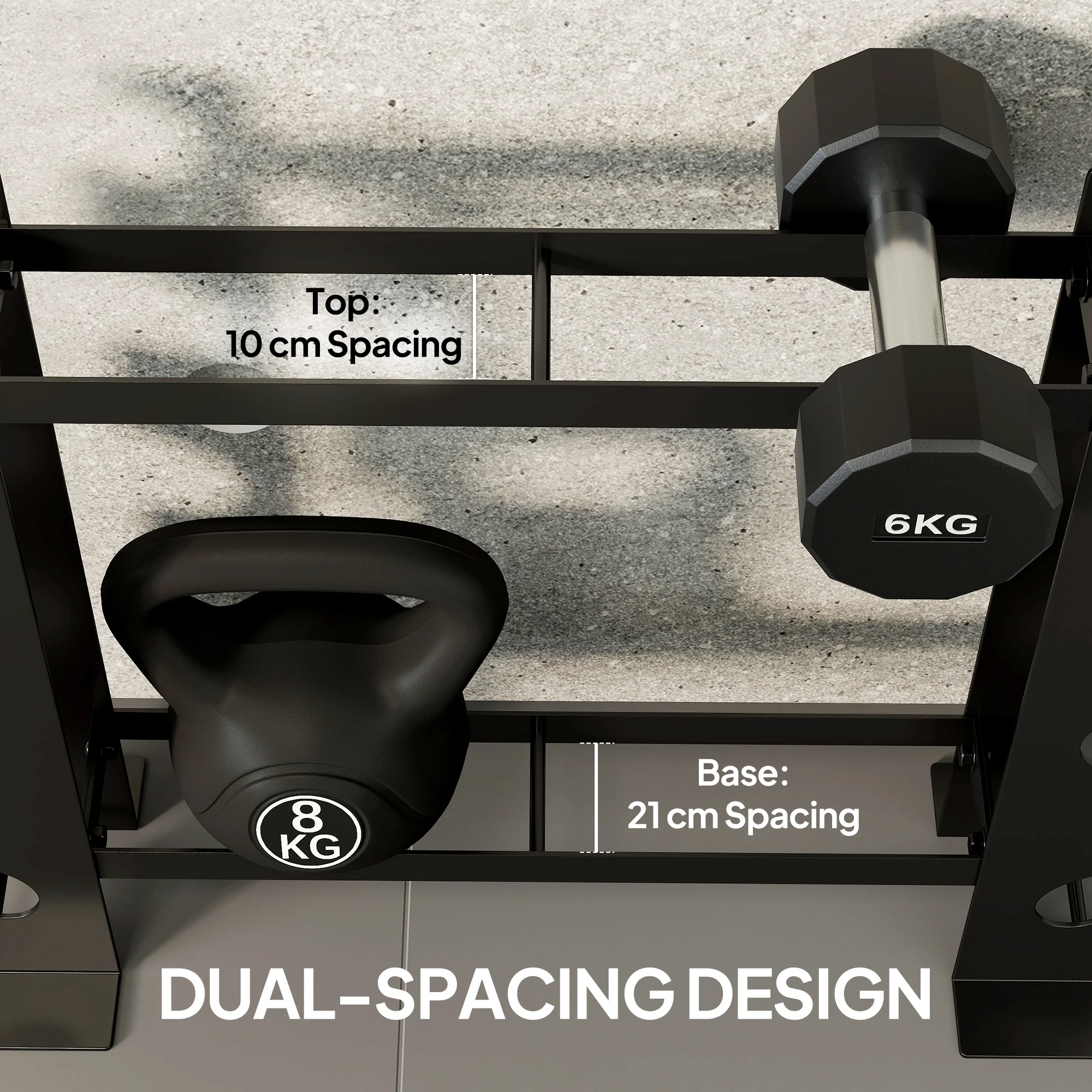 SPORTNOW 4-Tier Dumbbell Rack, Heavy-Duty Weight Rack For Dumbbells, Black - Image 5