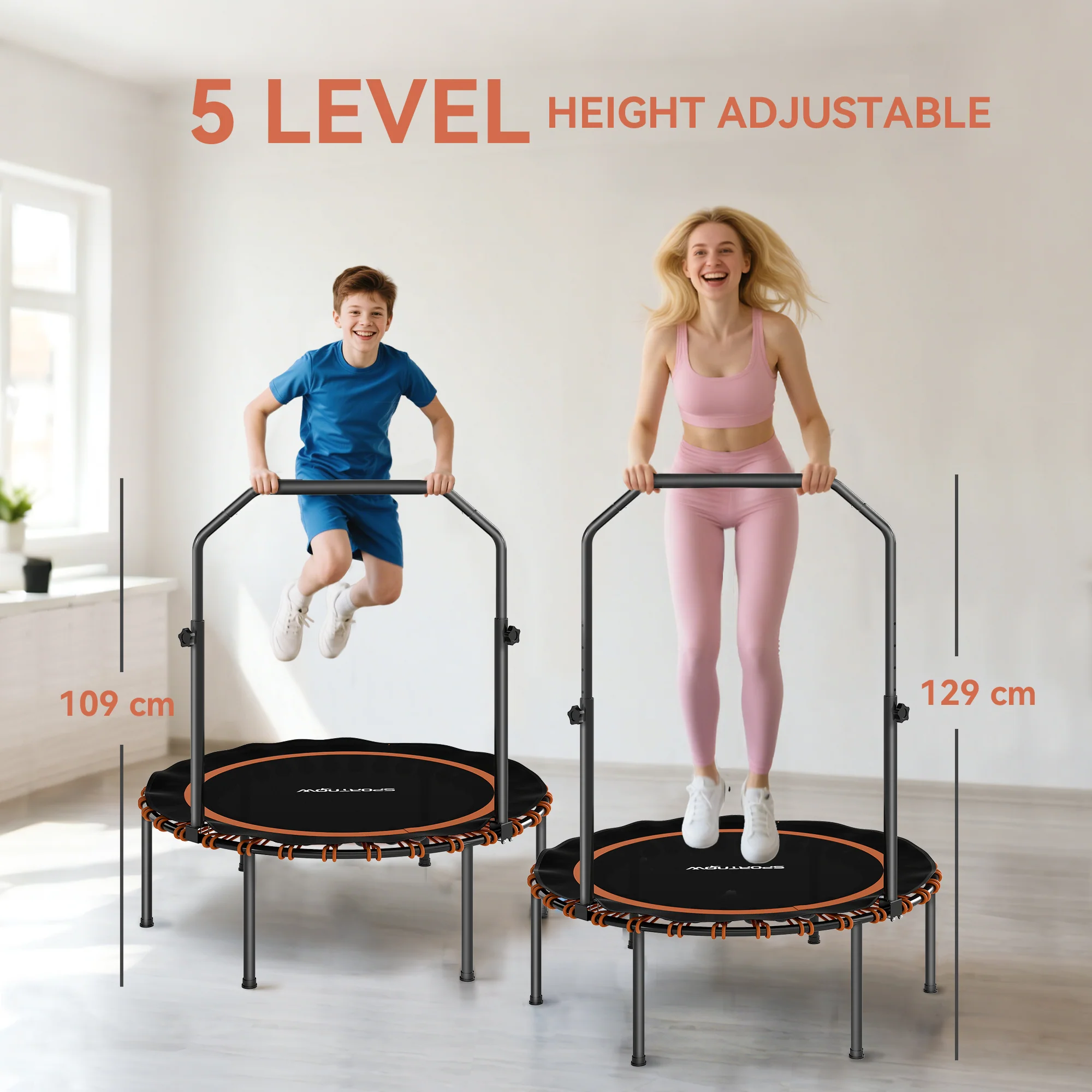 SPORTNOW 40'' Foldable Fitness Trampoline Rebounder With Handle - Image 12