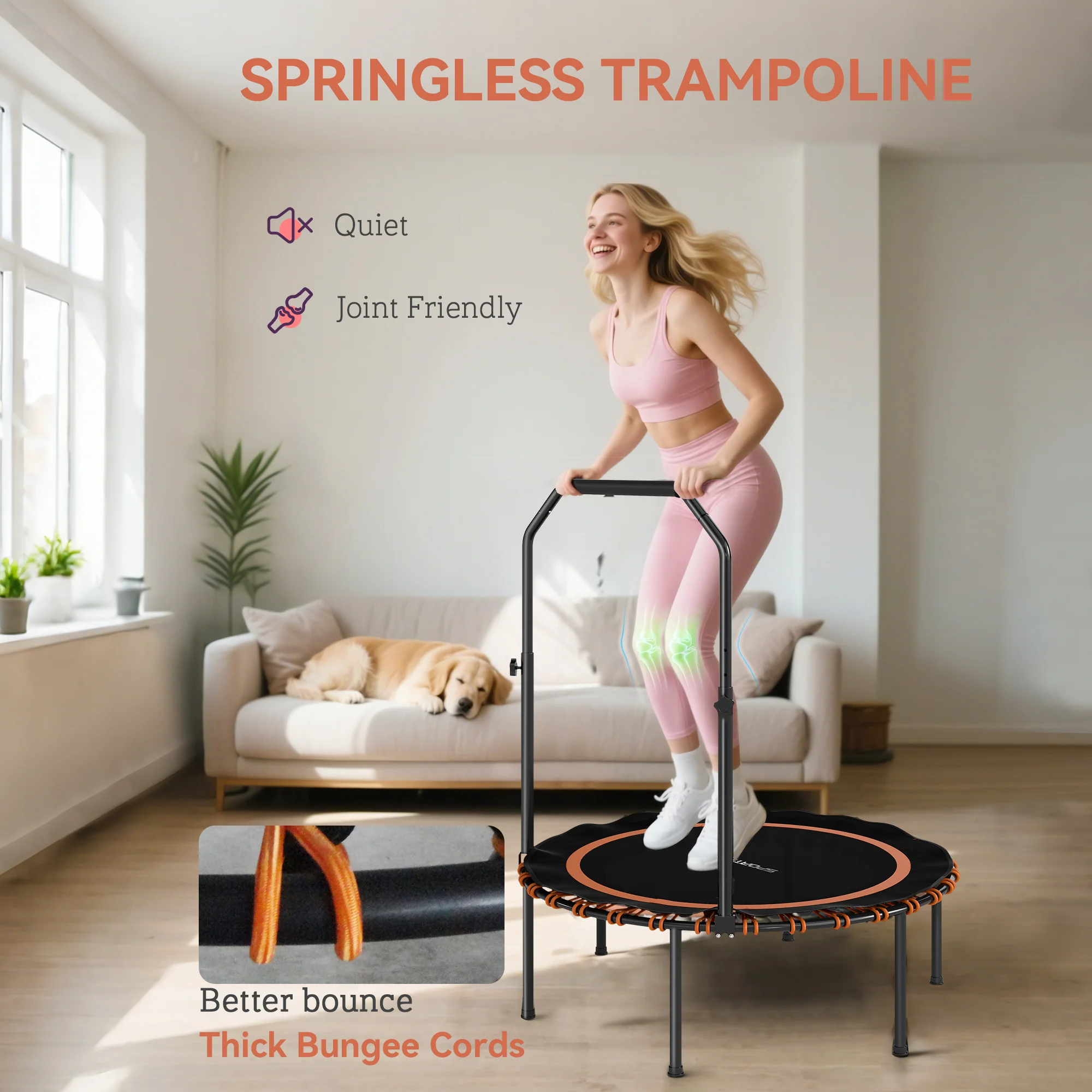 SPORTNOW 40'' Foldable Fitness Trampoline Rebounder With Handle - Image 13