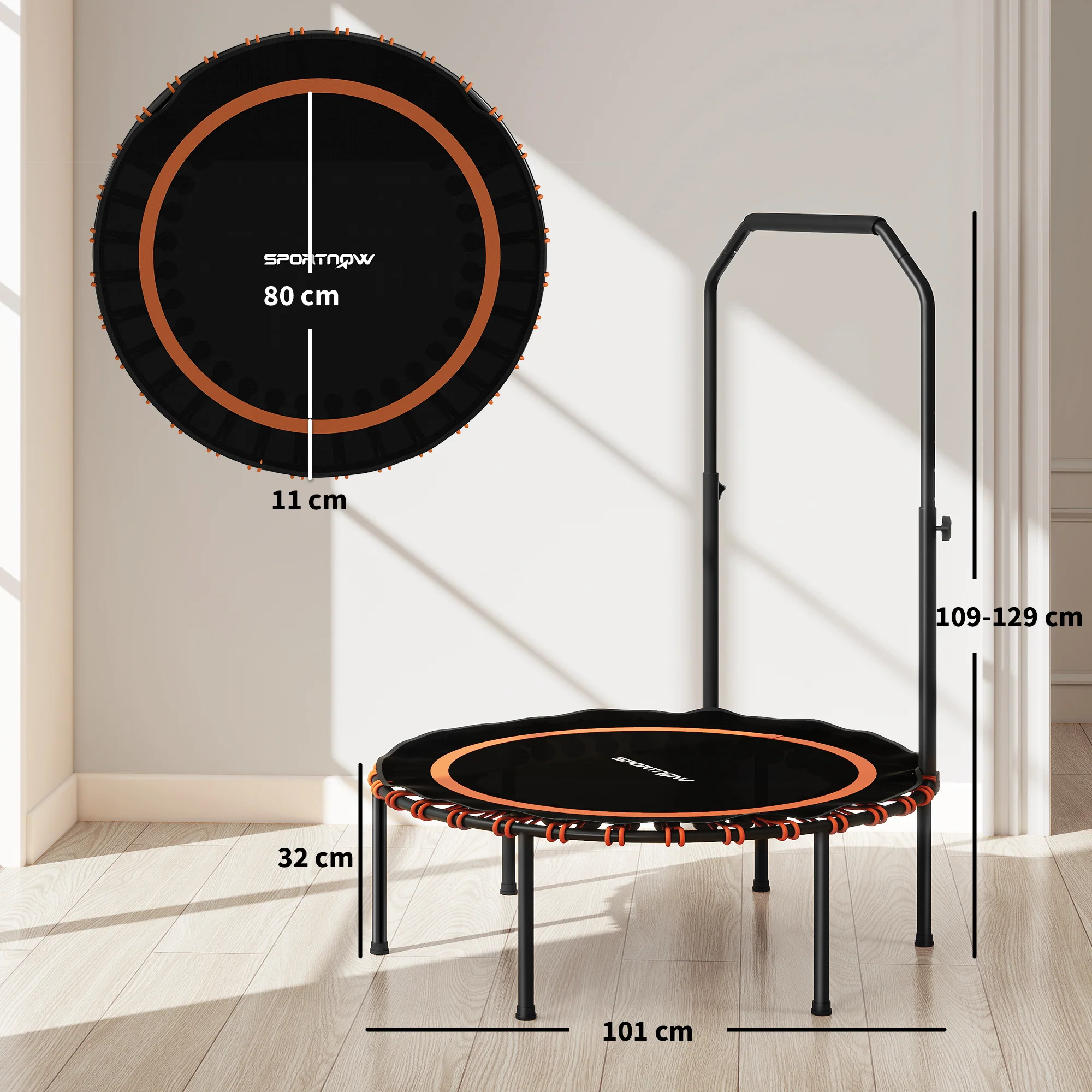 SPORTNOW 40'' Foldable Fitness Trampoline Rebounder With Handle - Image 14
