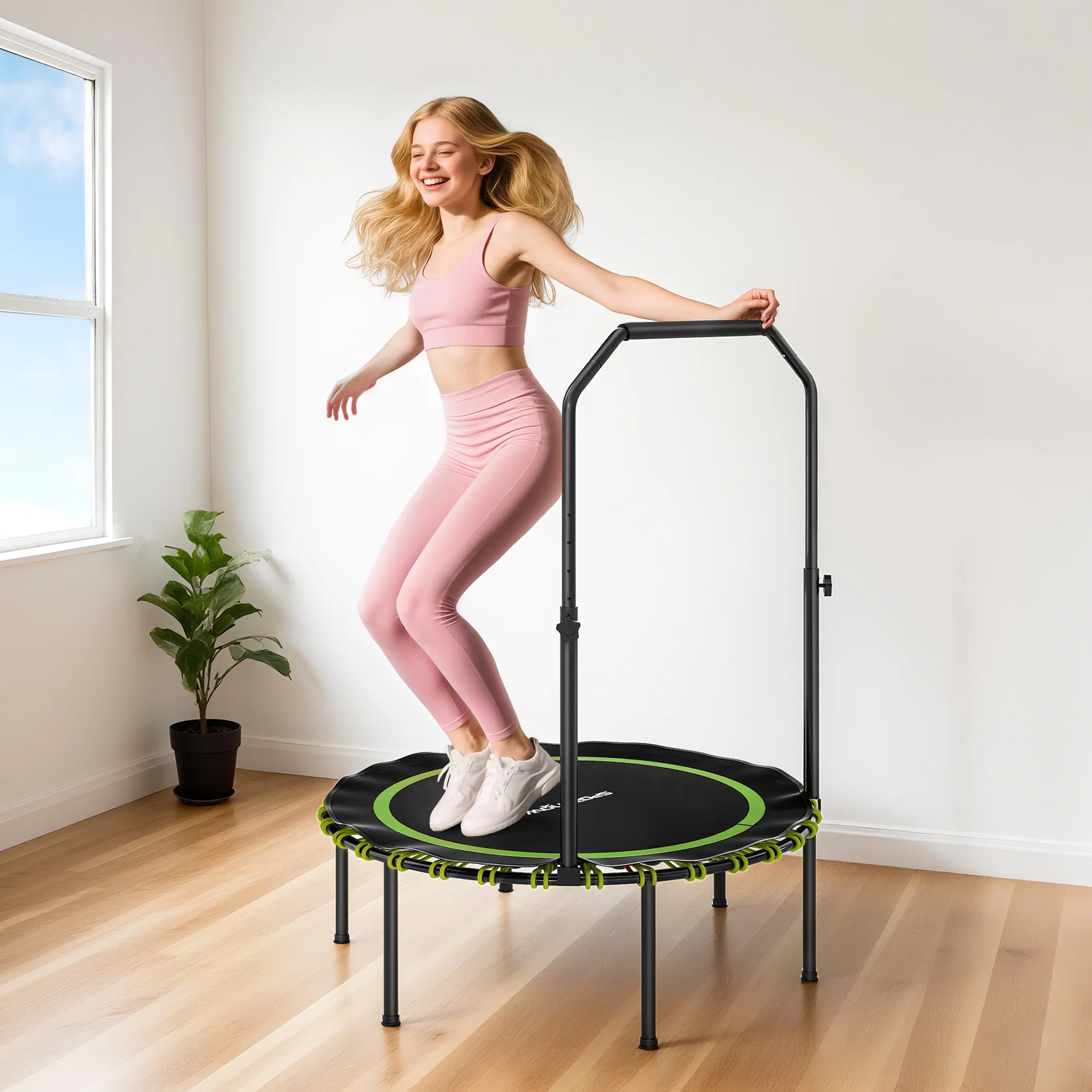 SPORTNOW 40'' Foldable Fitness Trampoline Rebounder With Handle - Image 2
