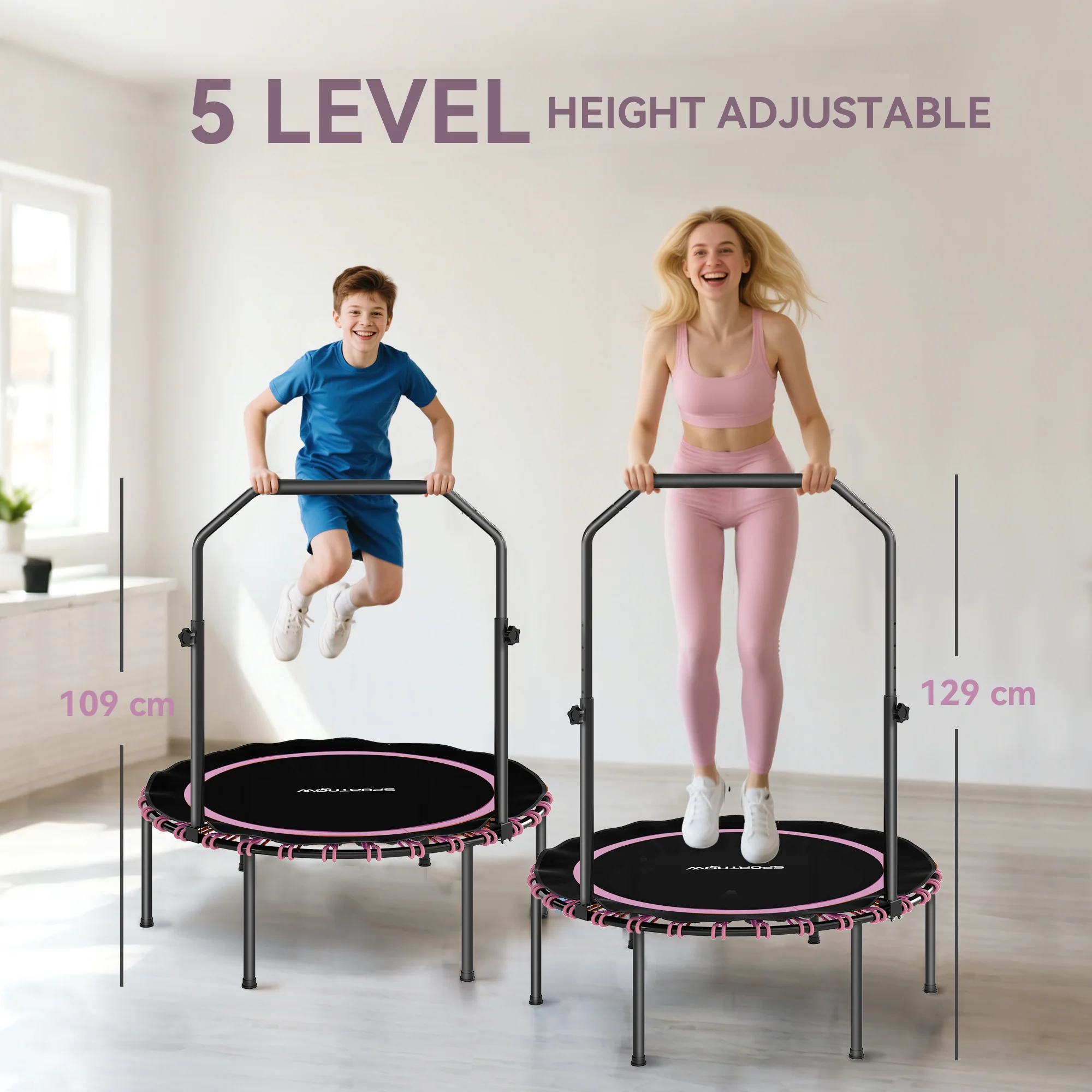 SPORTNOW 40'' Foldable Fitness Trampoline Rebounder With Handle - Image 21