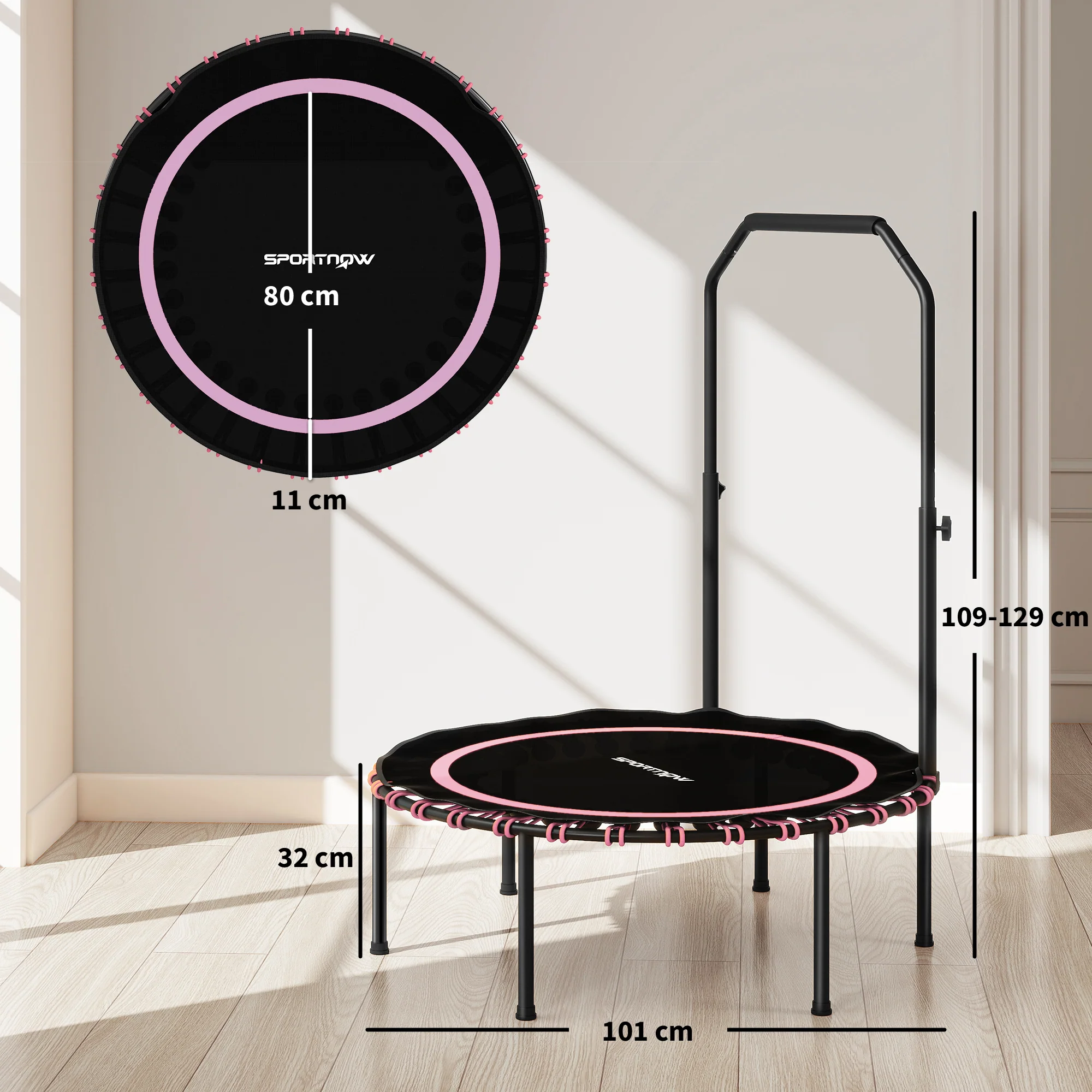SPORTNOW 40'' Foldable Fitness Trampoline Rebounder With Handle - Image 23