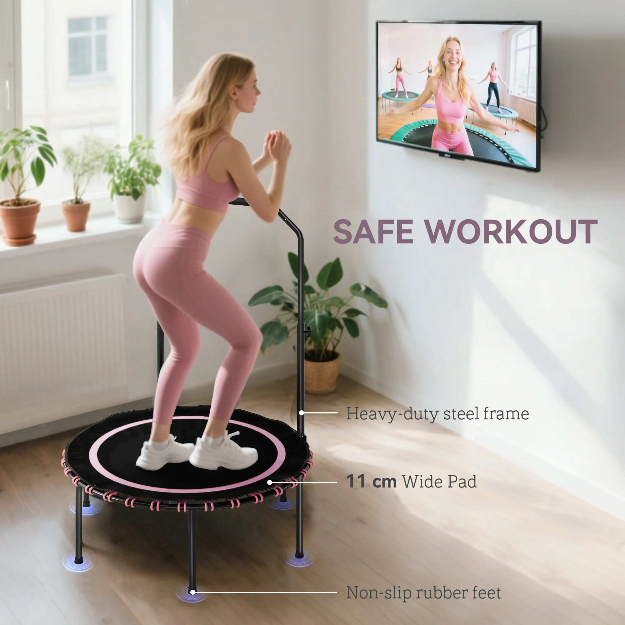 SPORTNOW 40'' Foldable Fitness Trampoline Rebounder With Handle - Image 24