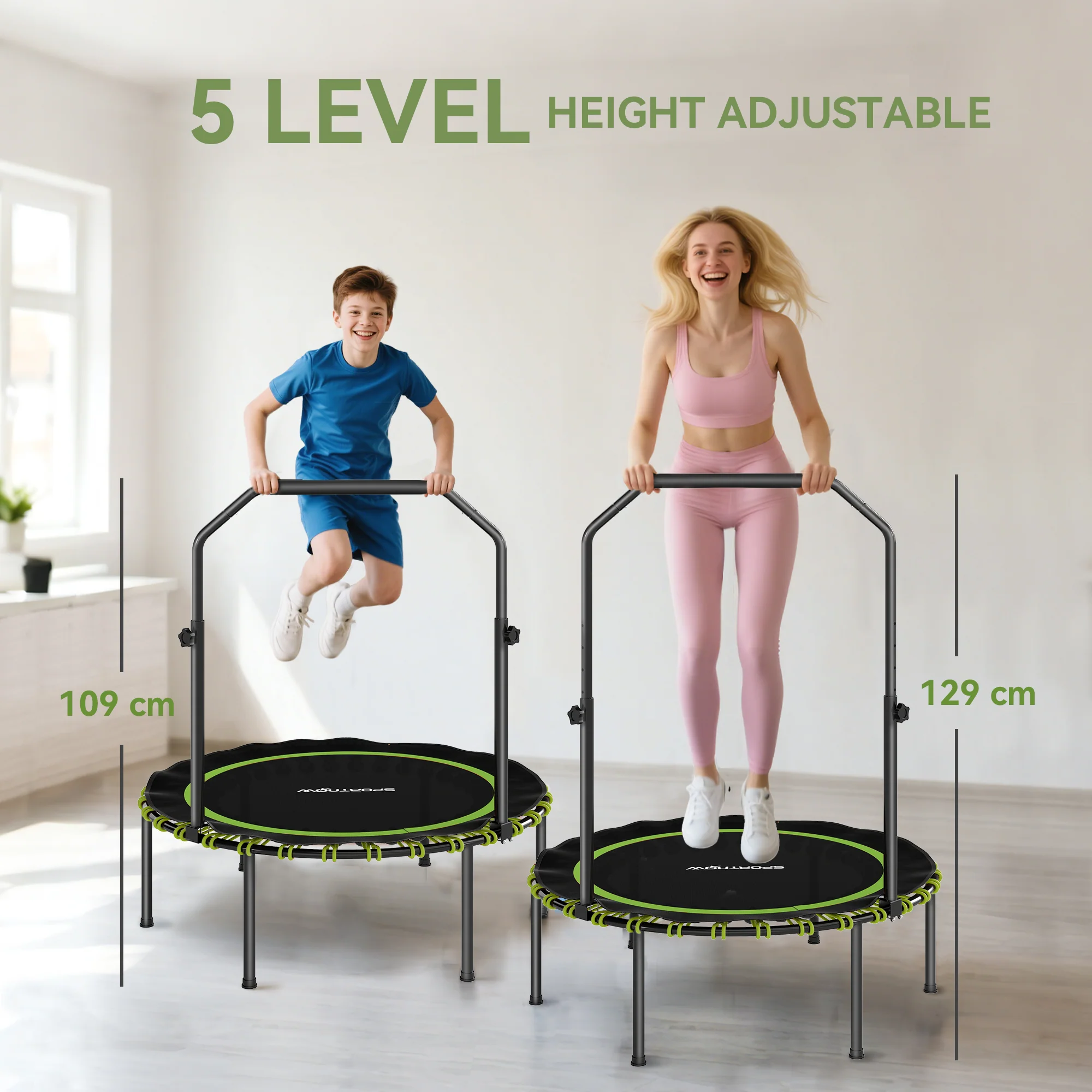 SPORTNOW 40'' Foldable Fitness Trampoline Rebounder With Handle - Image 3