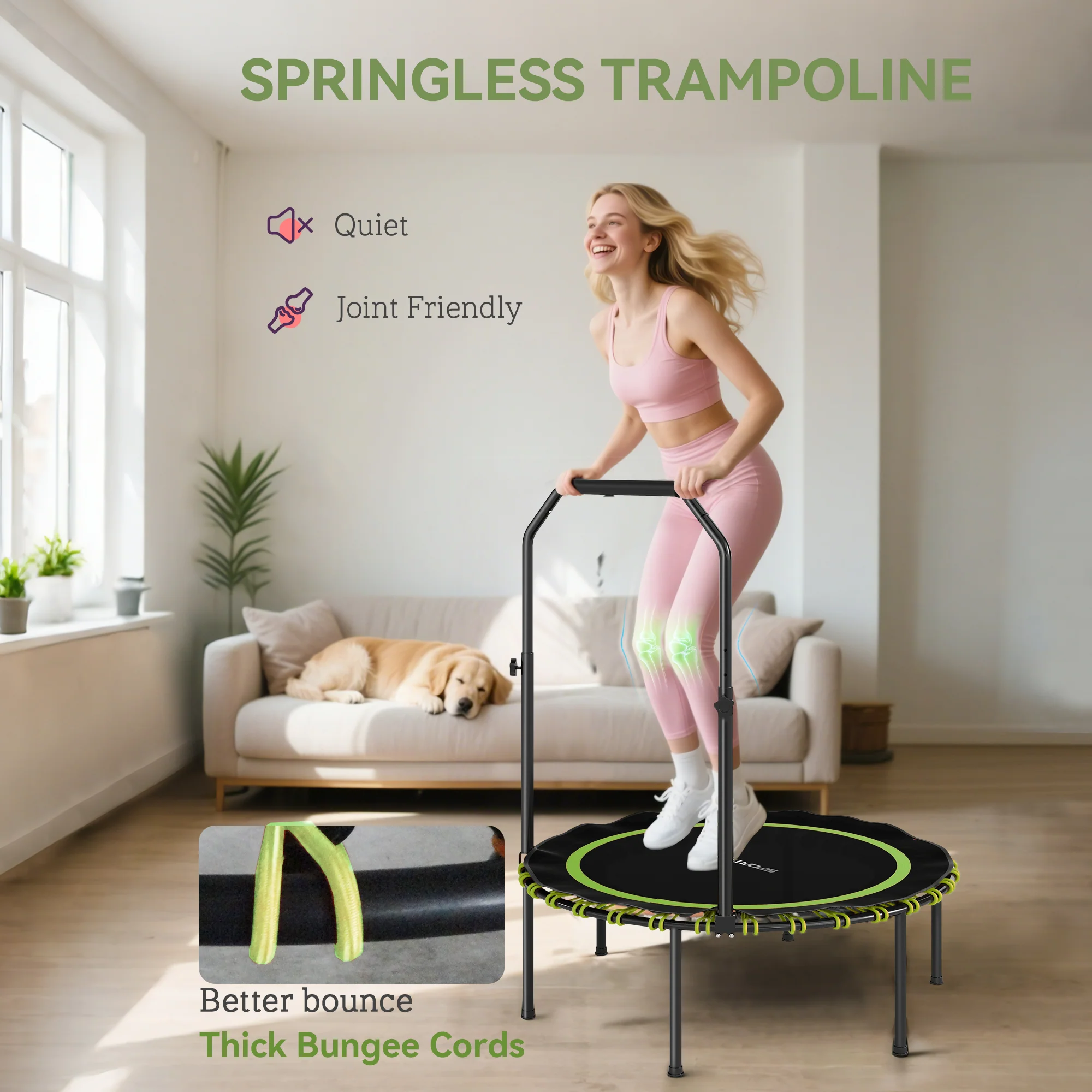 SPORTNOW 40'' Foldable Fitness Trampoline Rebounder With Handle - Image 4