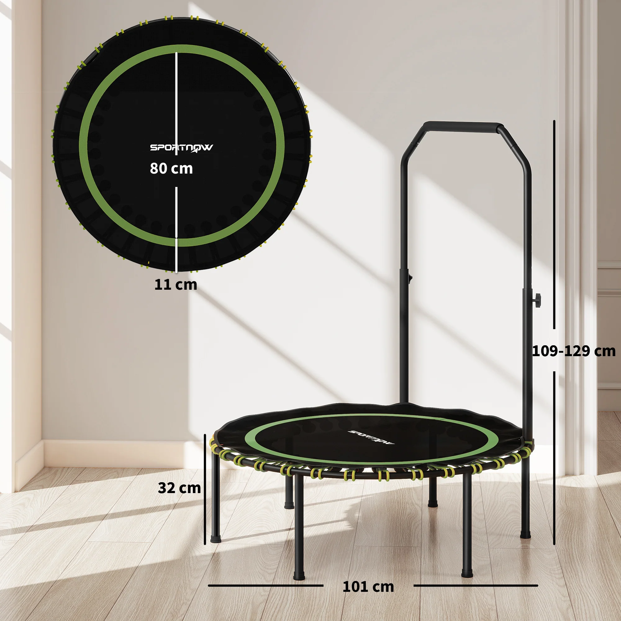 SPORTNOW 40'' Foldable Fitness Trampoline Rebounder With Handle - Image 5