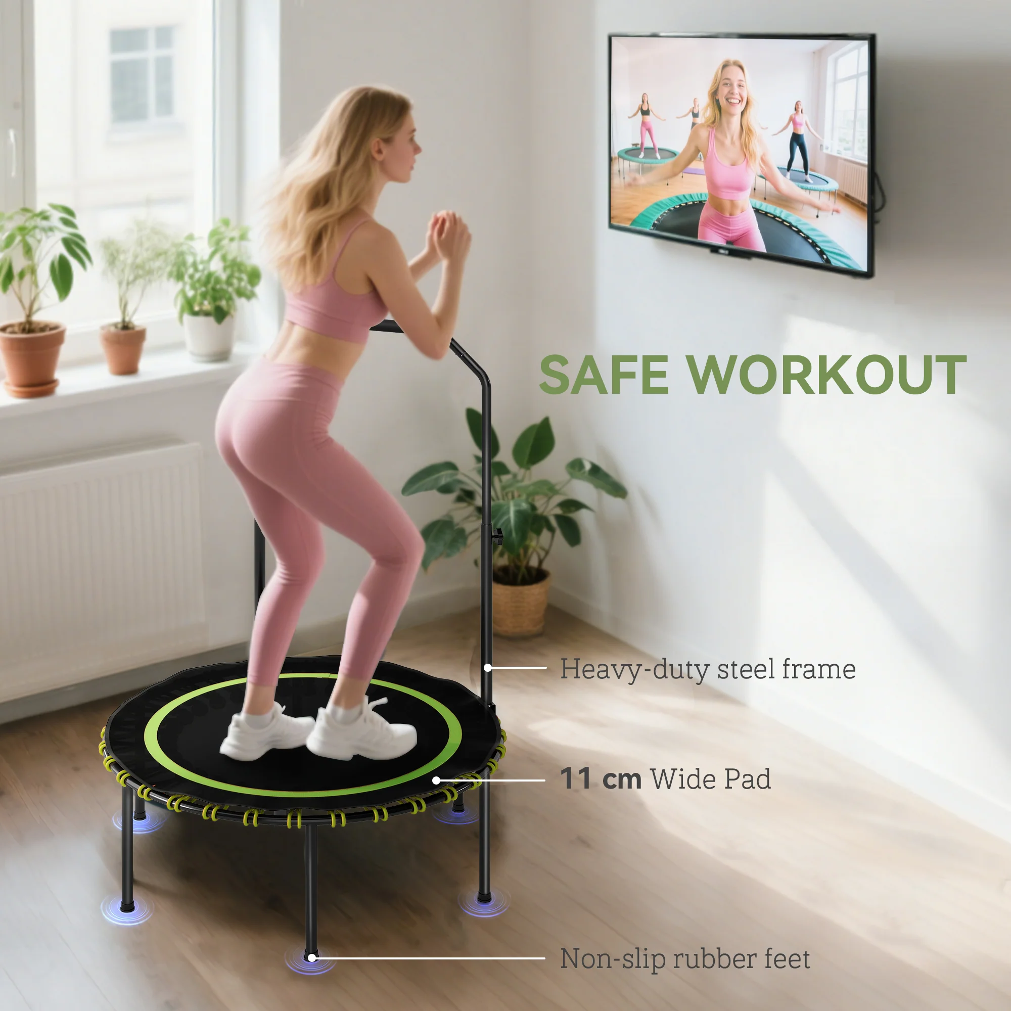 SPORTNOW 40'' Foldable Fitness Trampoline Rebounder With Handle - Image 6