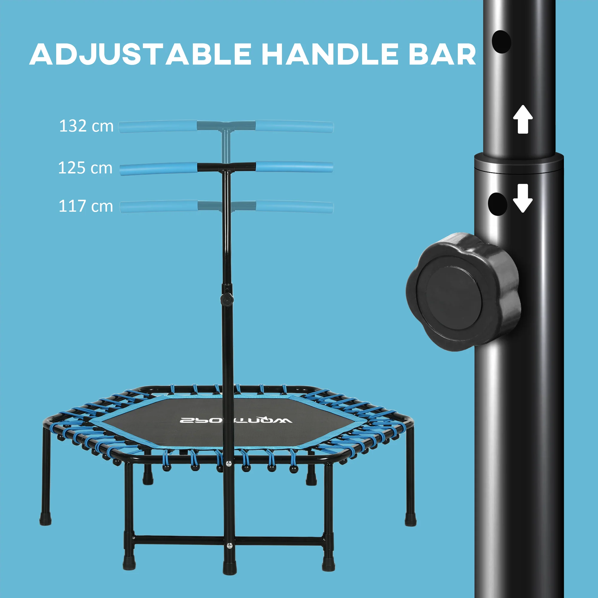 SPORTNOW 45" Fitness Trampoline With Adjustable Handle LED Lights - Image 4