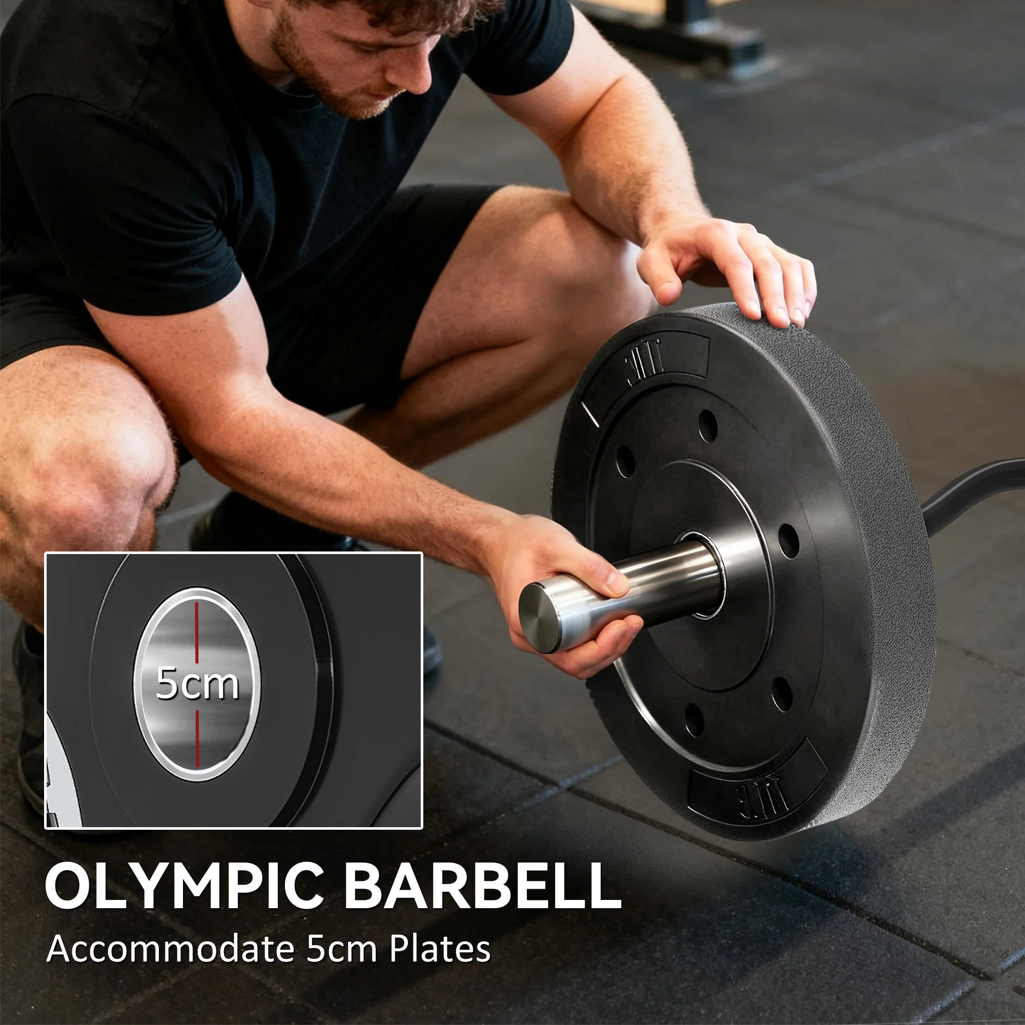 SPORTNOW 4ft Olympic EZ Curl Bar, Barbell Bar for 2" Weight Plates - Image 3