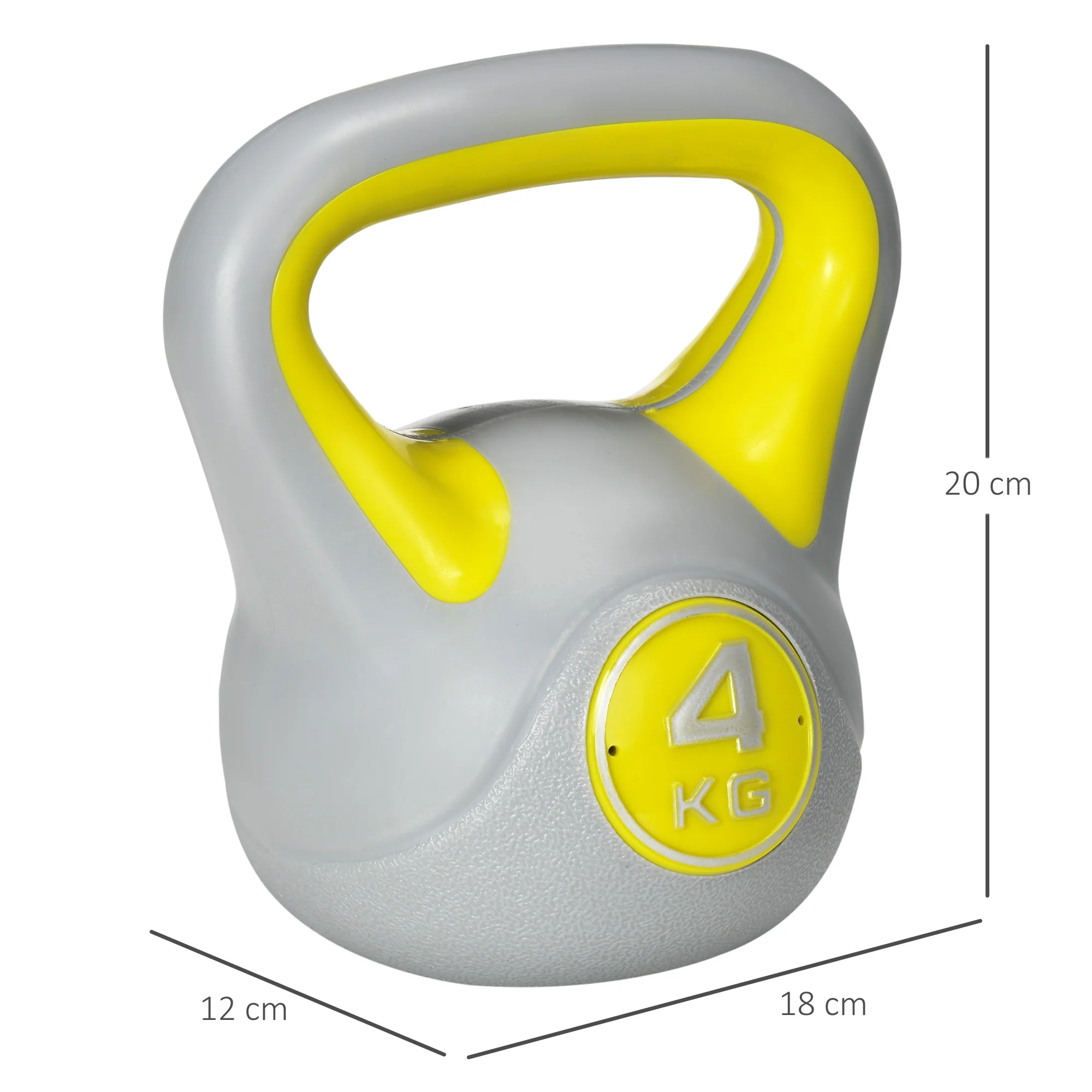 SPORTNOW 4kg Kettle Bell with Handle for Home Gym, Yellow and Grey - Image 5