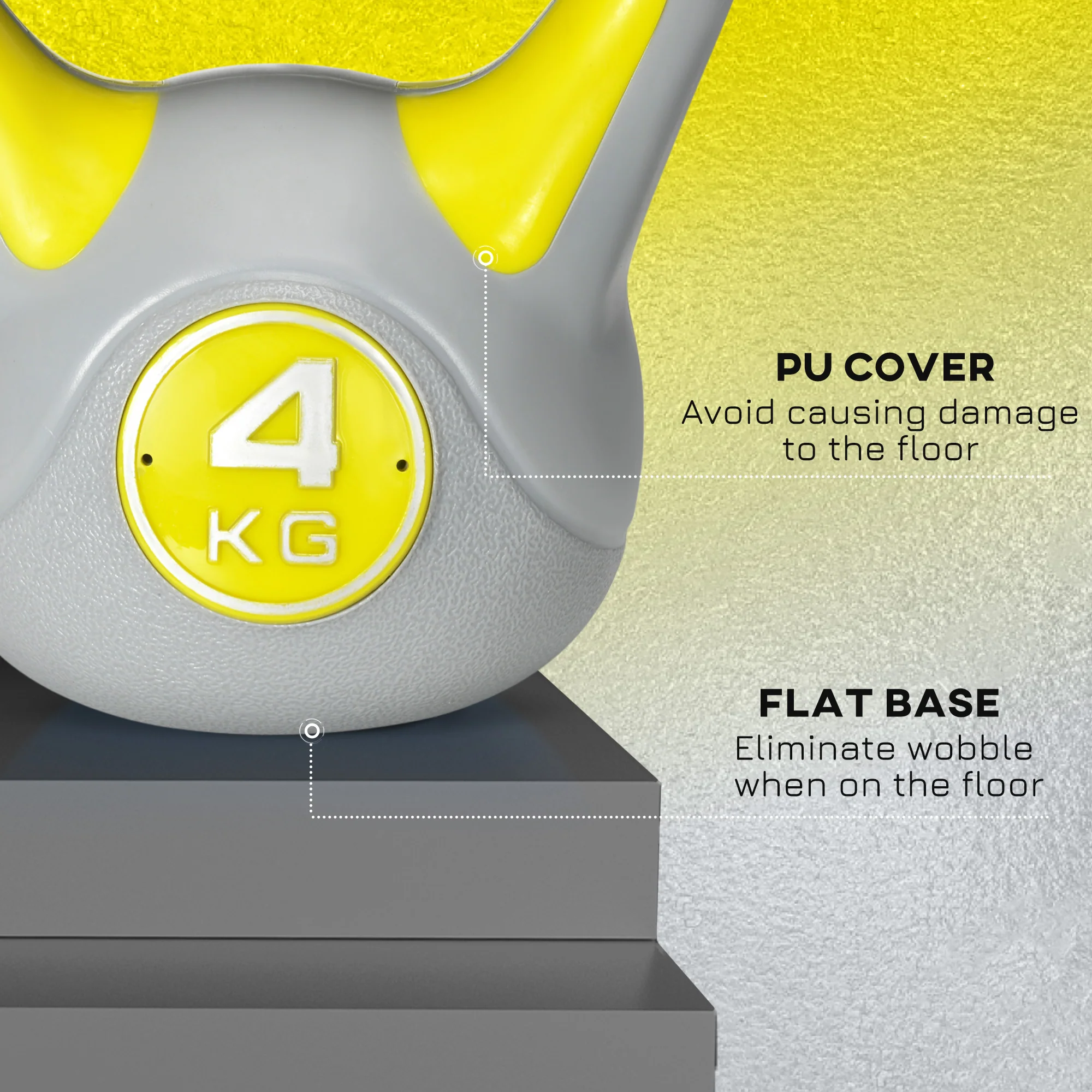 SPORTNOW 4kg Kettle Bell with Handle for Home Gym, Yellow and Grey - Image 6
