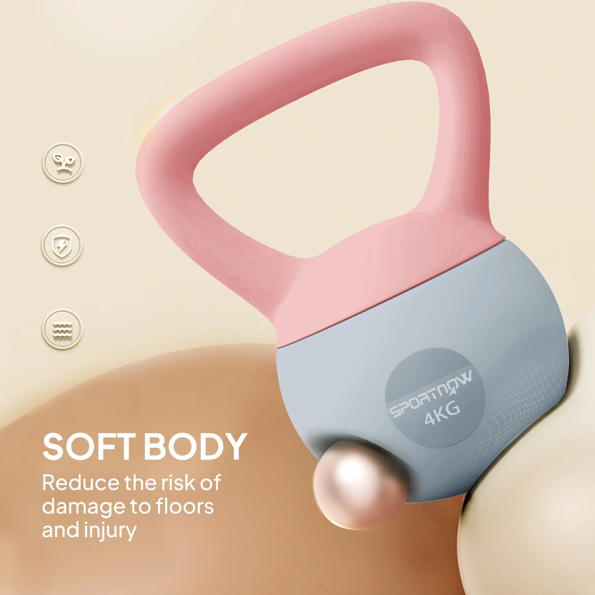 SPORTNOW 4KG Kettlebell W/ Soft Body, Non-Slip Handle - Image 12