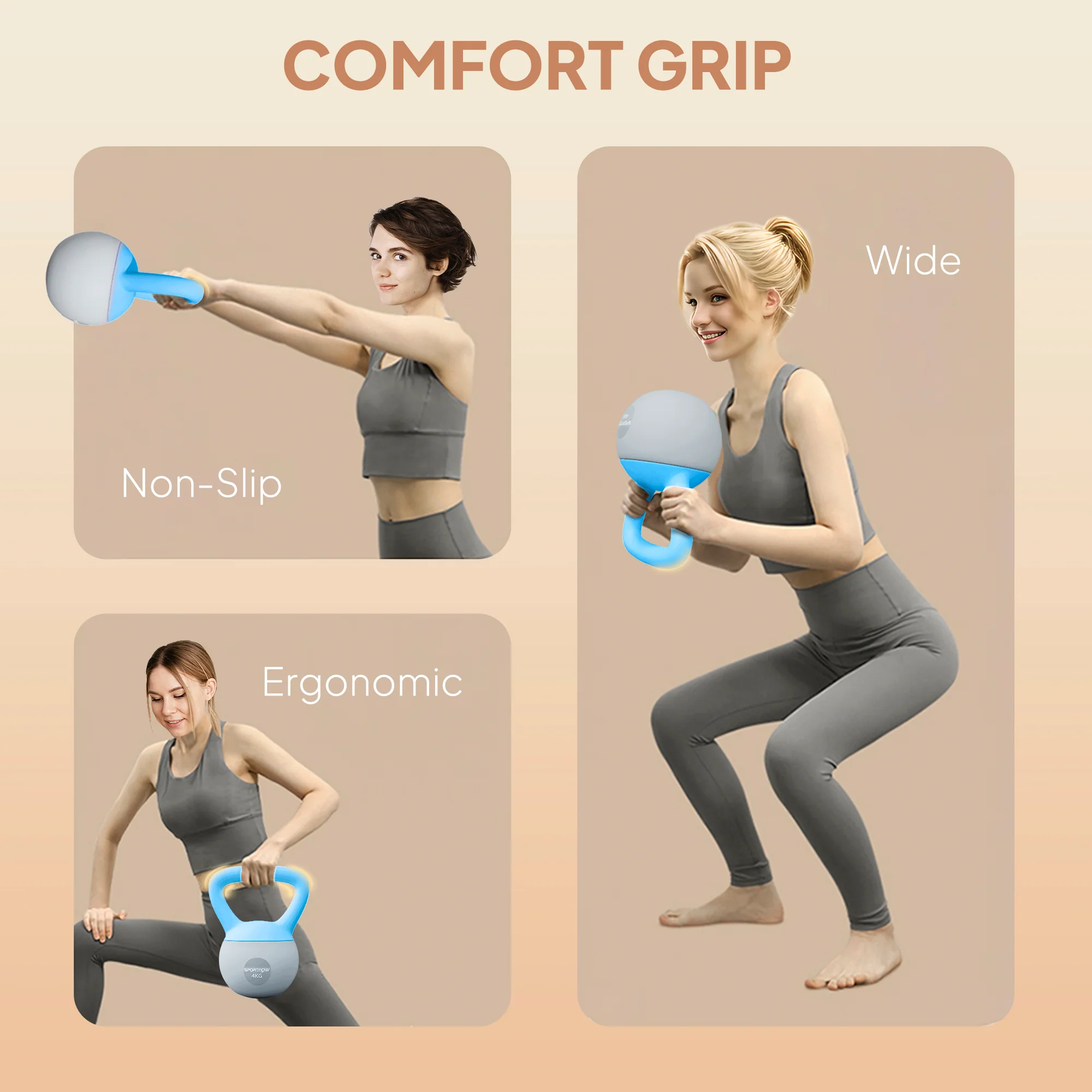 SPORTNOW 4KG Kettlebell W/ Soft Body, Non-Slip Handle - Image 4