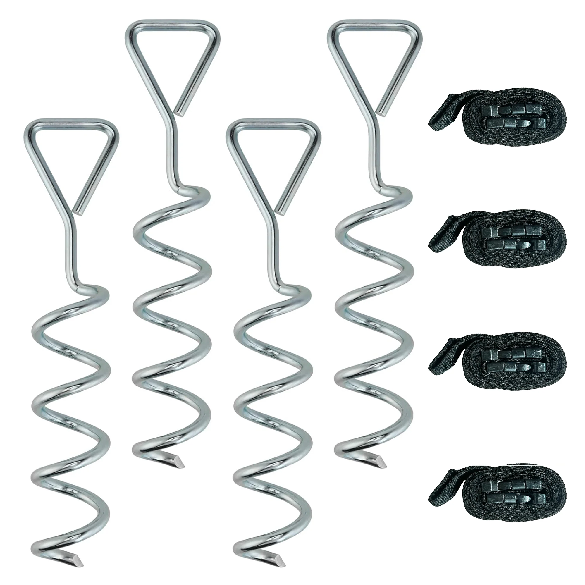 SPORTNOW 4Pcs Trampoline Anchor Kit, 32 cm Galvanised Trampoline Stakes