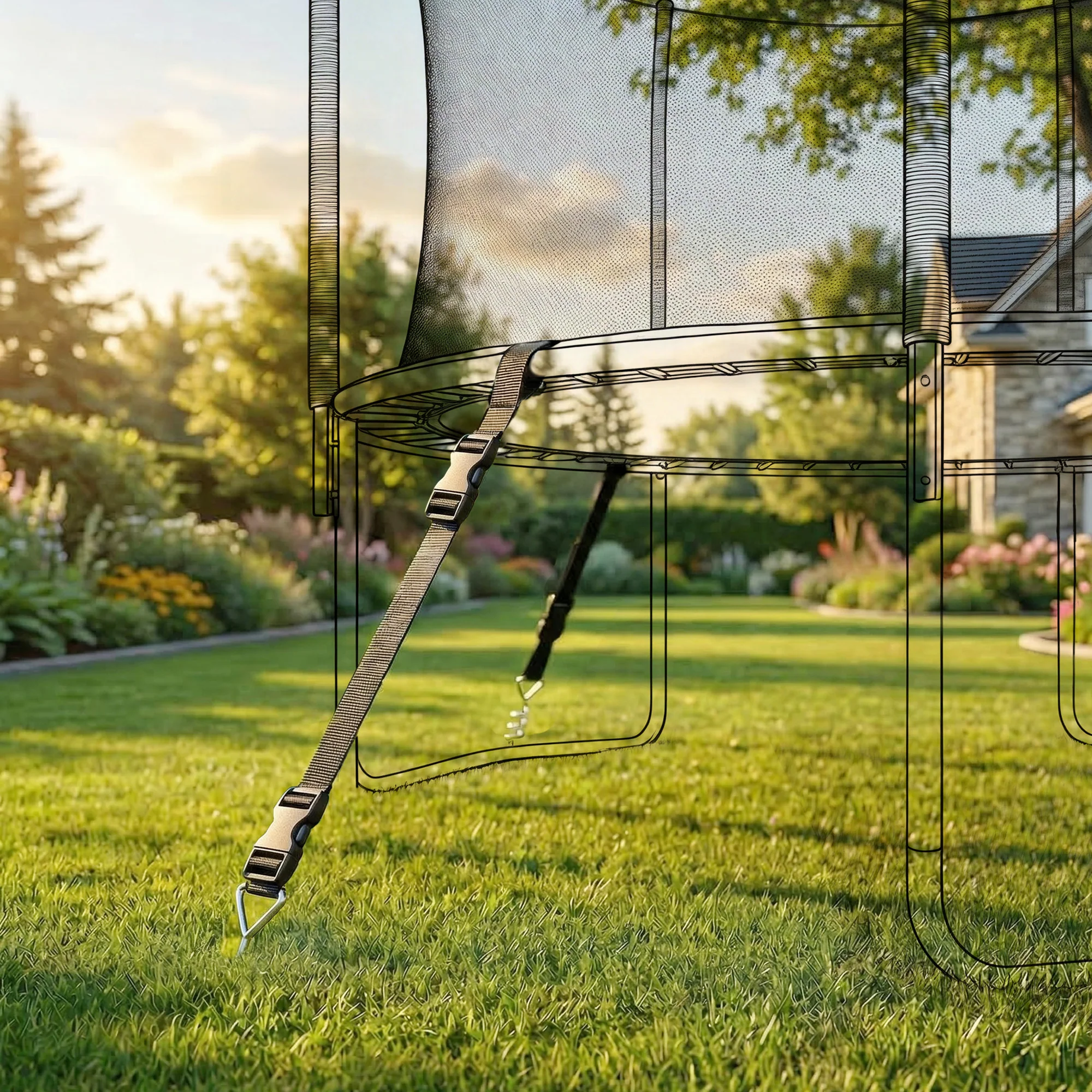 SPORTNOW 4Pcs Trampoline Anchor Kit, 32 cm Galvanised Trampoline Stakes - Image 2