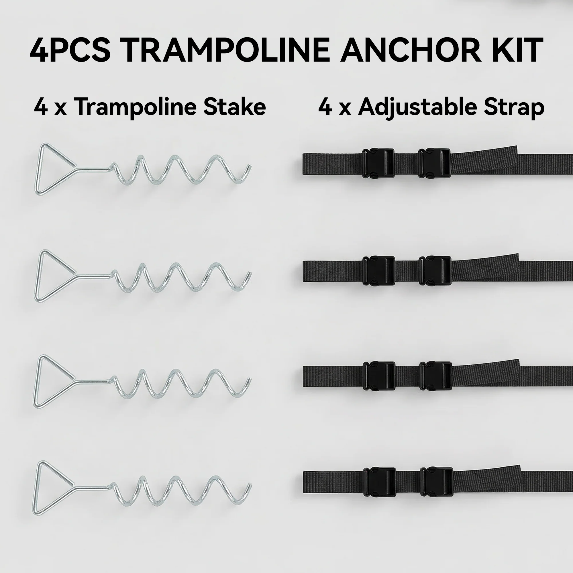 SPORTNOW 4Pcs Trampoline Anchor Kit, 32 cm Galvanised Trampoline Stakes - Image 3