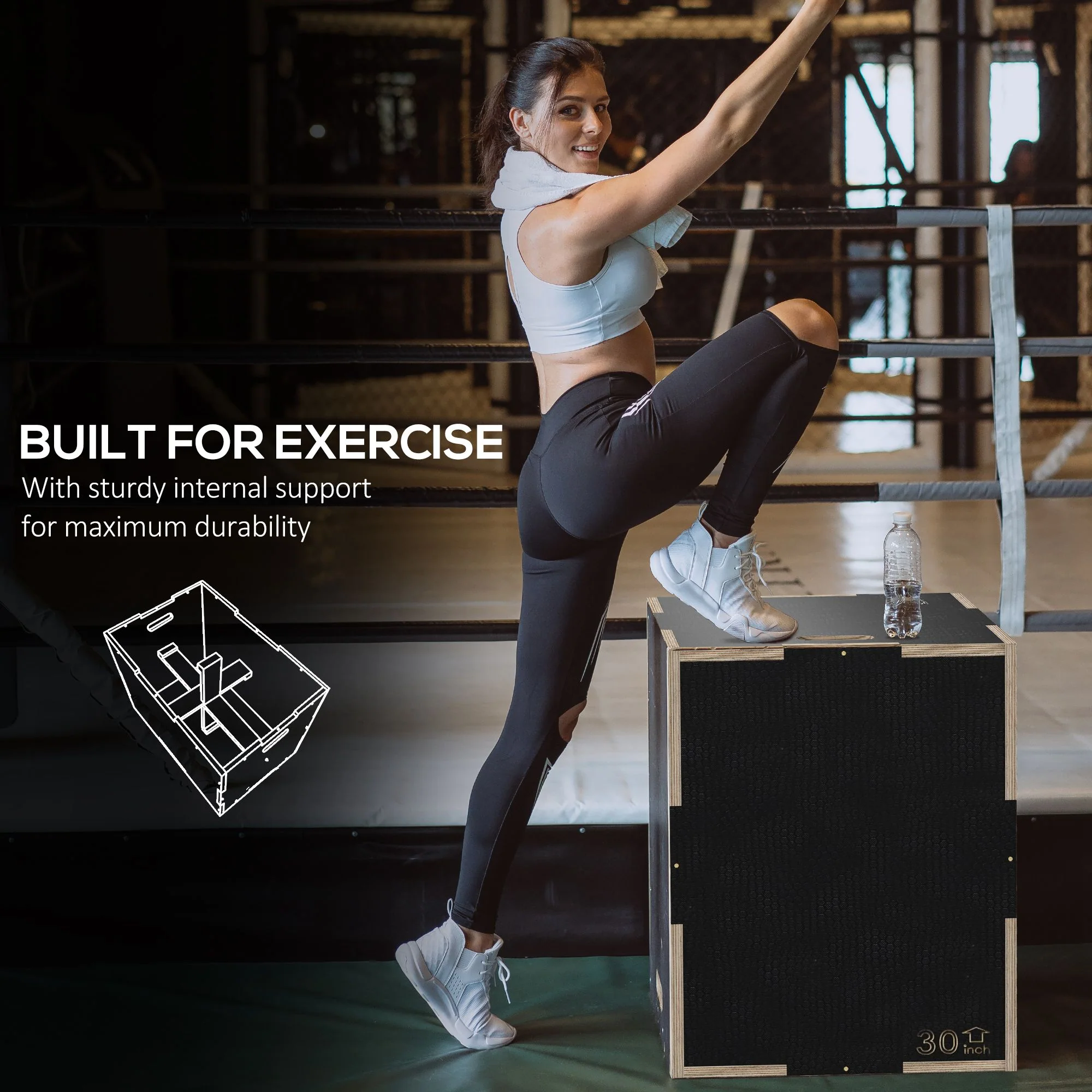 SPORTNOW 51/61/76cm Pylometric Jump Box, Wooden Pylo Box For Home Gym - Image 6